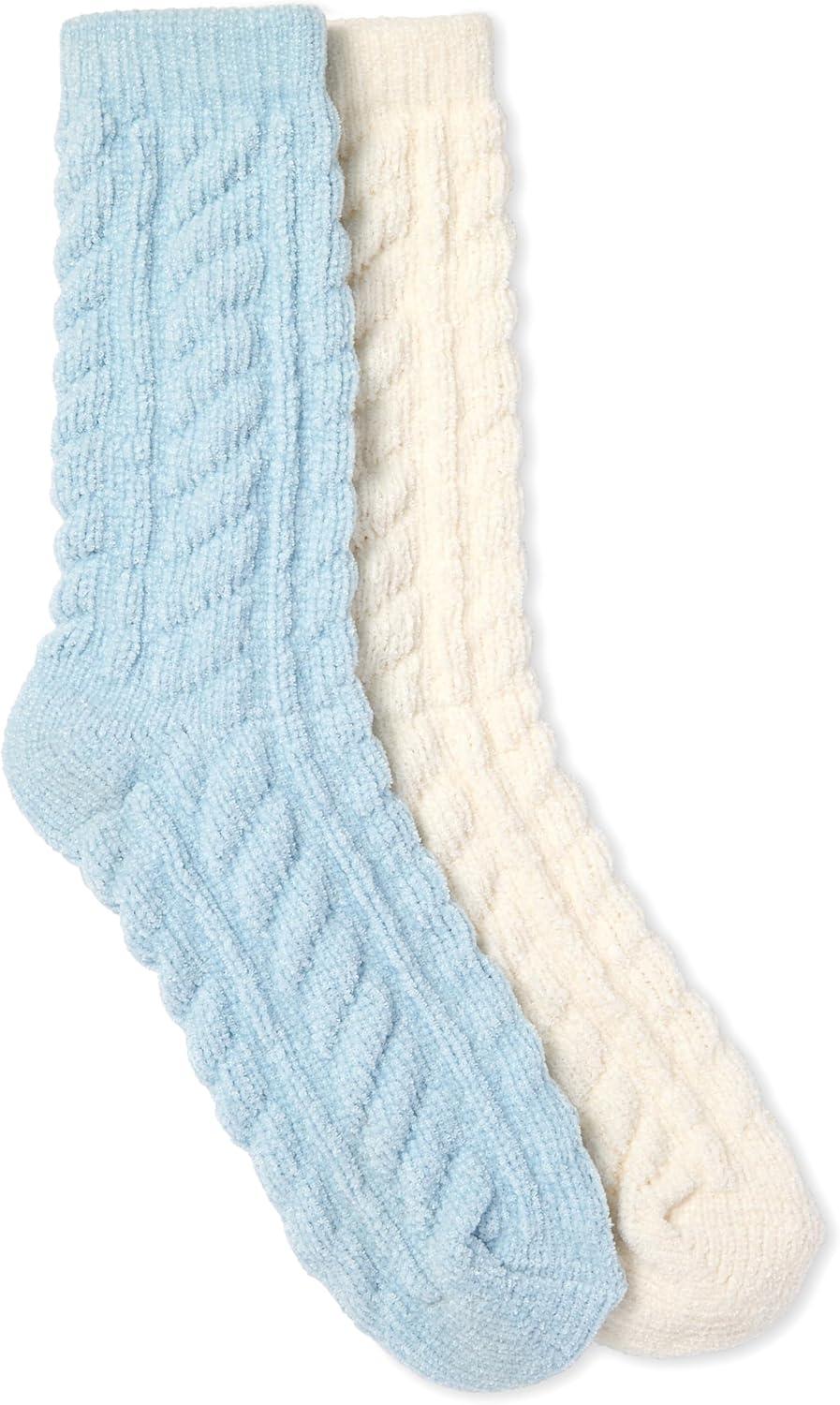 imageMartha Stewart Fuzzy Socks For Women Warm And Cozy For Winter Perfect For Home CableIvoryWinter Sky