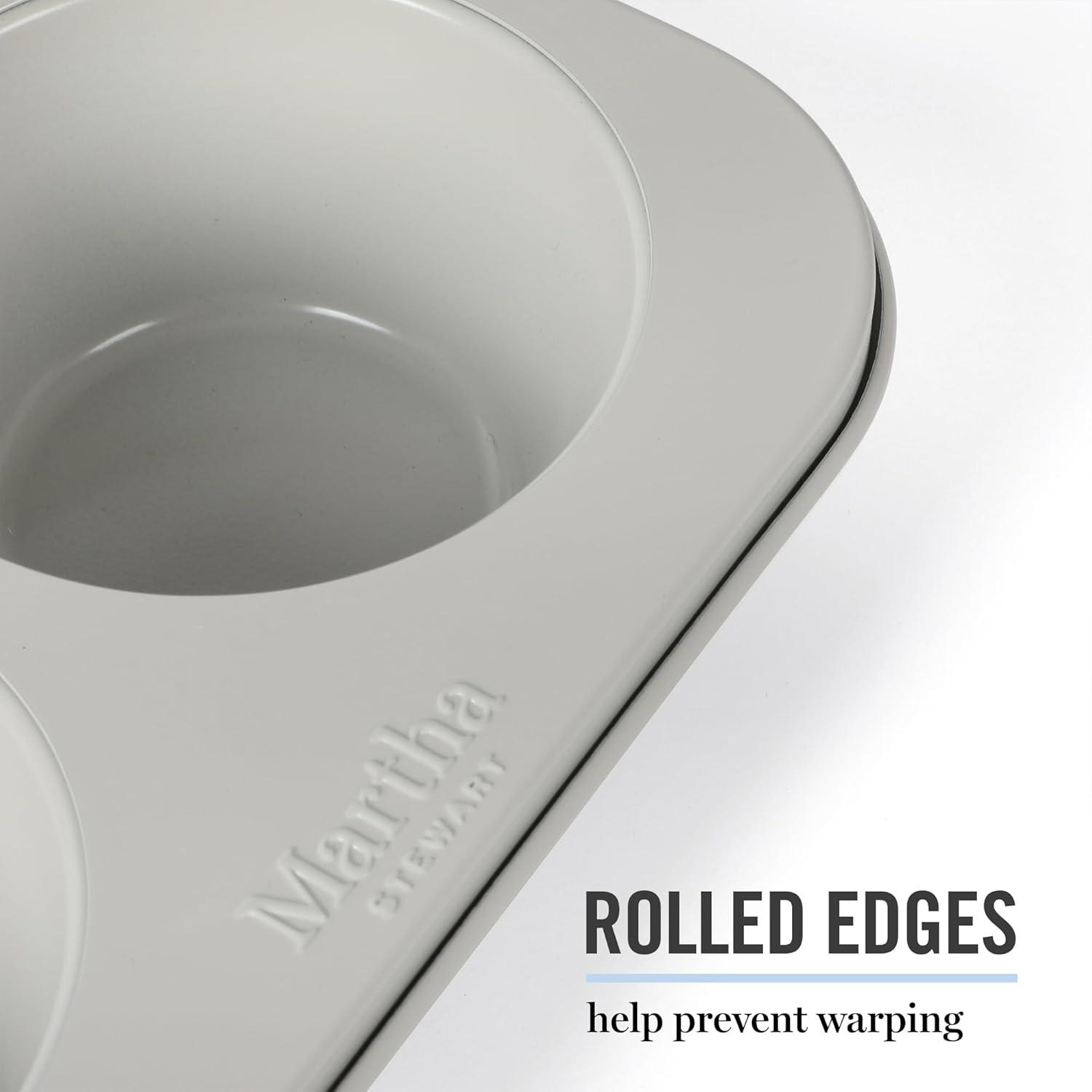 imageMartha Stewart Gallen 12Cup Nonstick Carbon Steel Muffin and Cupcake Pan Cool Grey Durable Bakeware for Even Baking and Easy ReleaseCool Gray