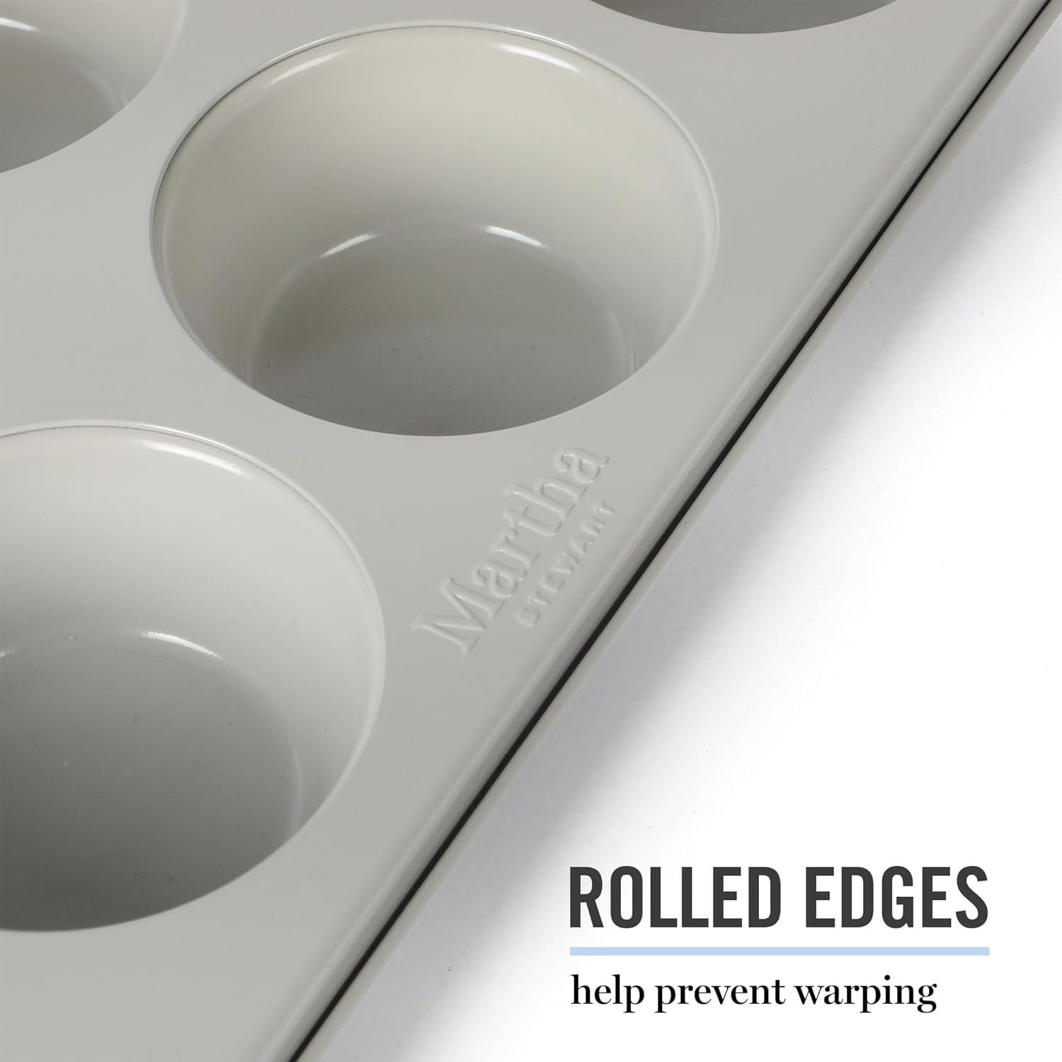 imageMartha Stewart Gallen 12Cup Nonstick Carbon Steel Muffin and Cupcake Pan Cool Grey Durable Bakeware for Even Baking and Easy ReleaseCool Gray