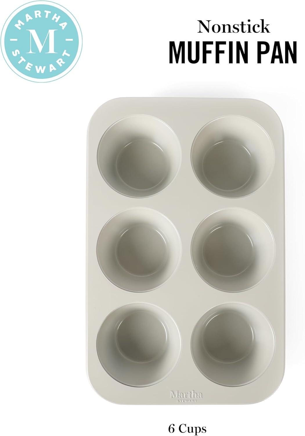 imageMartha Stewart Gallen 12Cup Nonstick Carbon Steel Muffin and Cupcake Pan Cool Grey Durable Bakeware for Even Baking and Easy ReleaseCool Gray