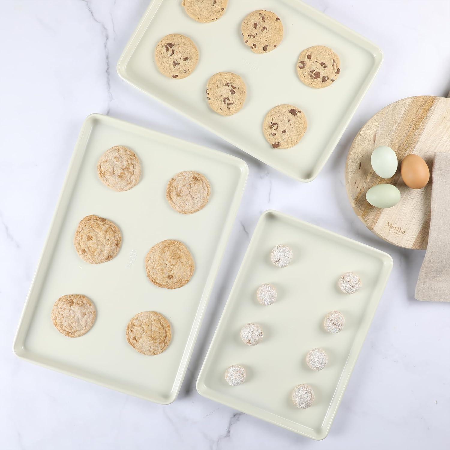 imageMartha Stewart Gallen 12Cup Nonstick Carbon Steel Muffin and Cupcake Pan Cool Grey Durable Bakeware for Even Baking and Easy ReleaseLinen White Set