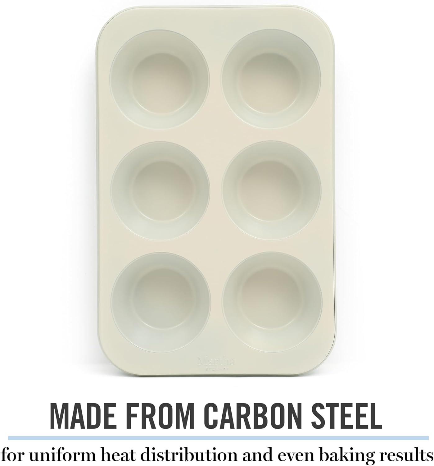 imageMartha Stewart Gallen 12Cup Nonstick Carbon Steel Muffin and Cupcake Pan Cool Grey Durable Bakeware for Even Baking and Easy ReleaseTeal