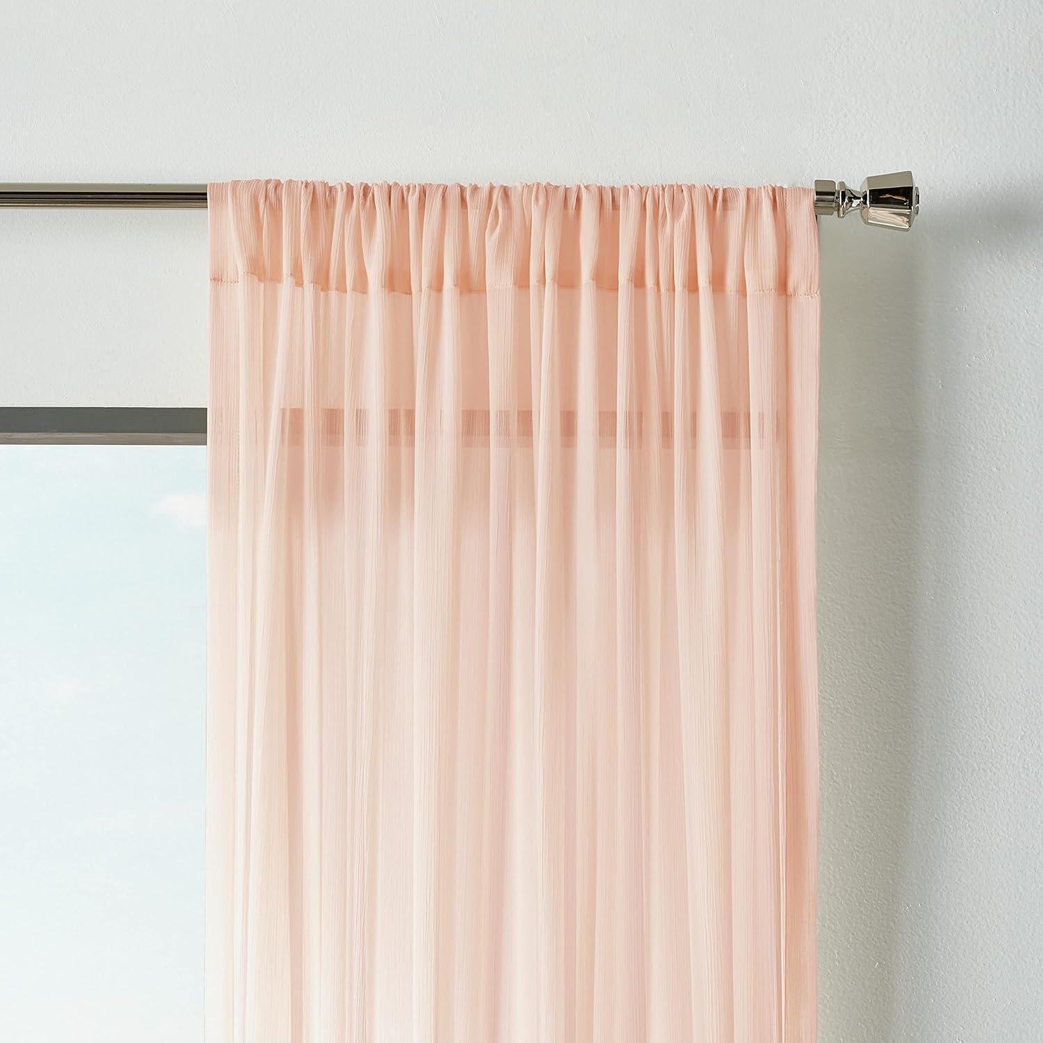 imageMartha Stewart Glacier Sheer Rod Pocket Window Curtain Panel Pair 95quot WhiteBlush