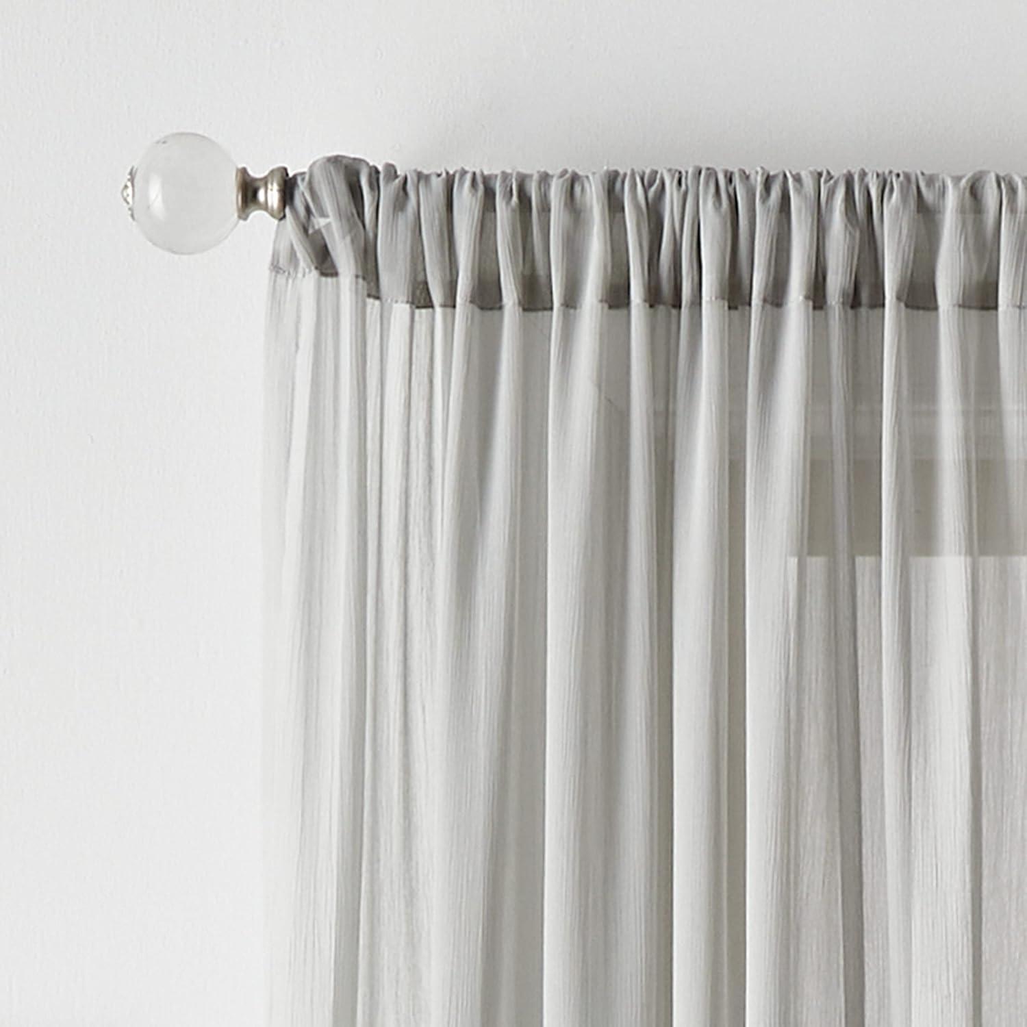 imageMartha Stewart Glacier Sheer Rod Pocket Window Curtain Panel Pair 95quot WhiteSilver