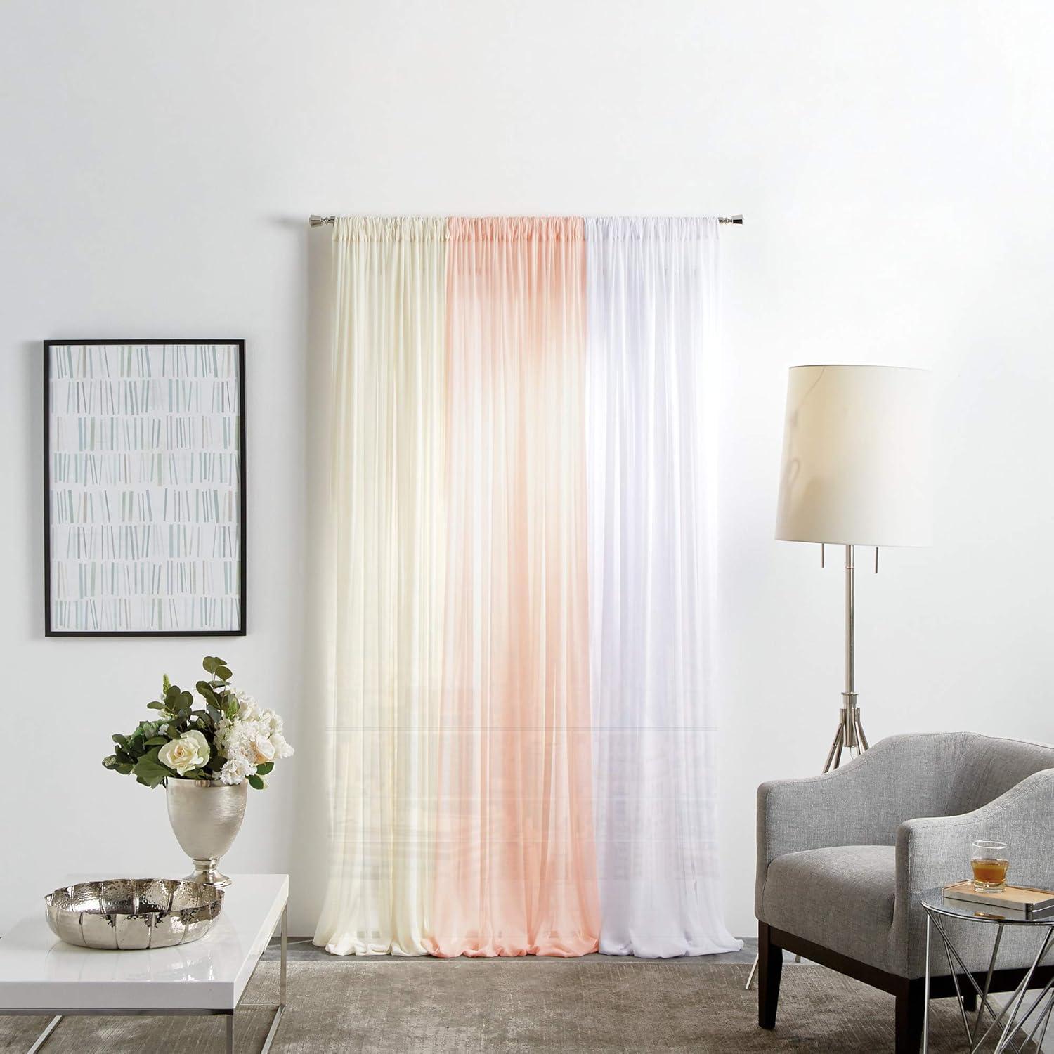 imageMartha Stewart Glacier Sheer Rod Pocket Window Curtain Panel Pair 95quot WhiteWhite