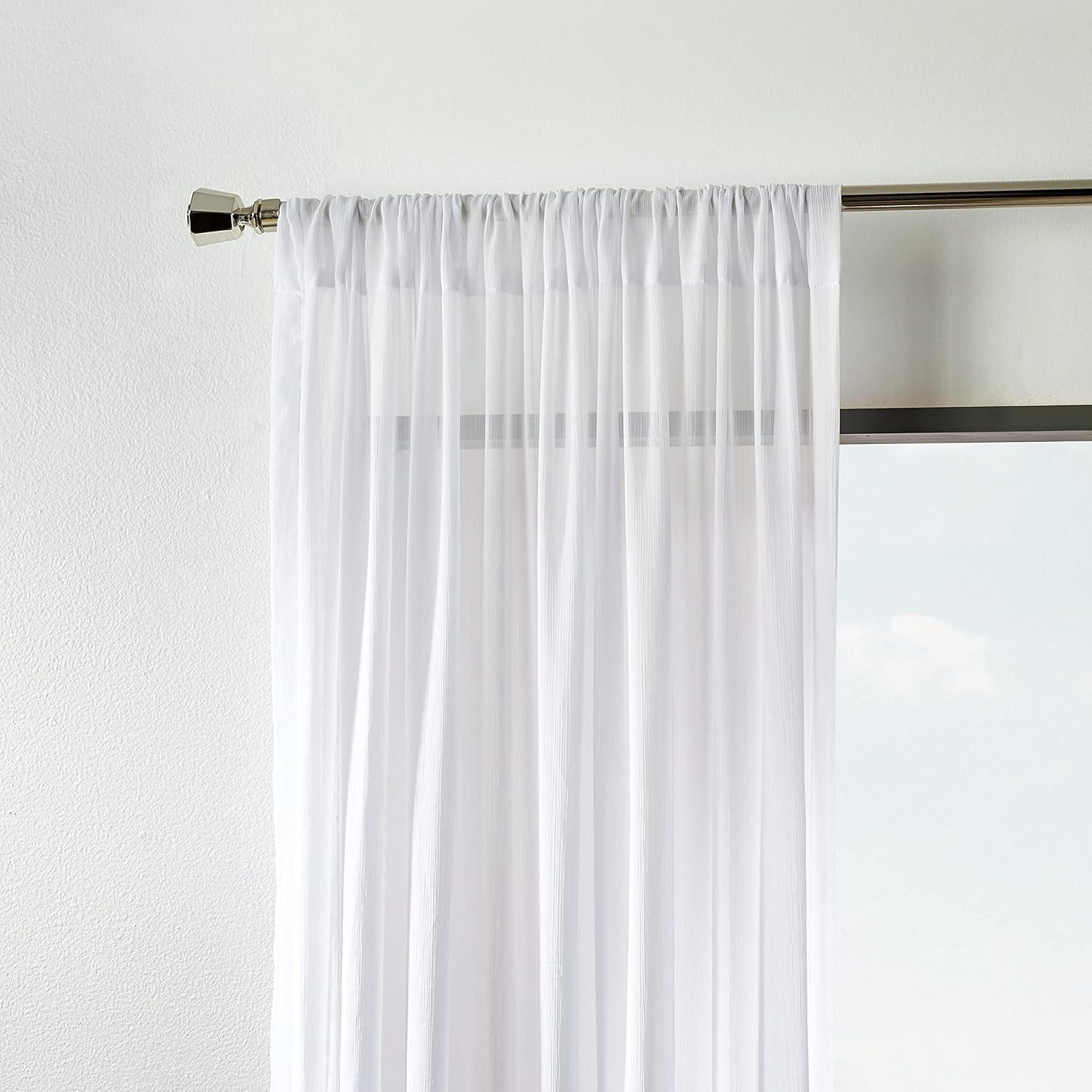 imageMartha Stewart Glacier Sheer Rod Pocket Window Curtain Panel Pair 95quot WhiteWhite
