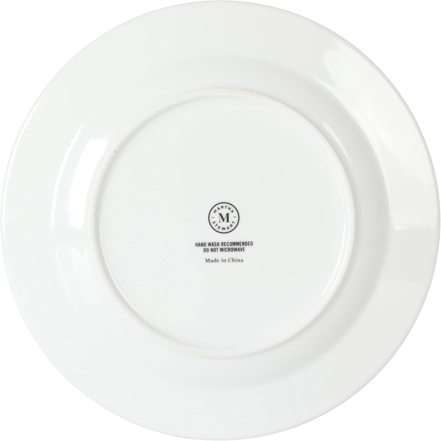 imageMartha Stewart Gracie Lane 12Piece Porcelain Decorated Chip and Scratch Resistant Dinnerware Set Martha Blue wGold RimWhite w Gold Band