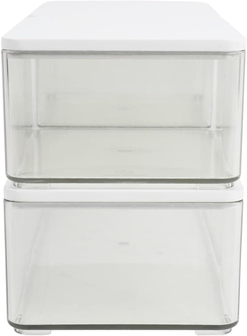 imageMartha Stewart Grady Clear Plastic Stackable Storage Boxes with White Plastic Lids Set of 3ClearWhite Engineered Top