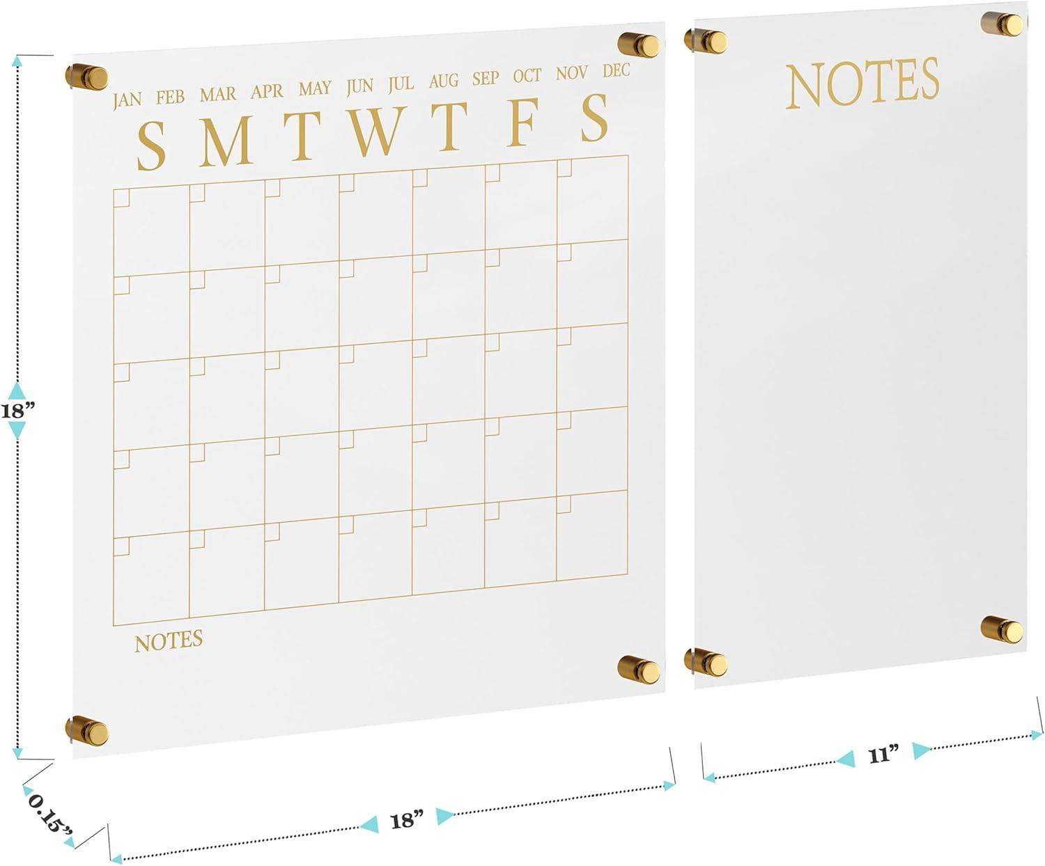 imageMartha Stewart Grayson Acrylic Dry Erase Wall Calendar with Dry Erase Marker 14quot Square Clear with Gold PrintClearBlack