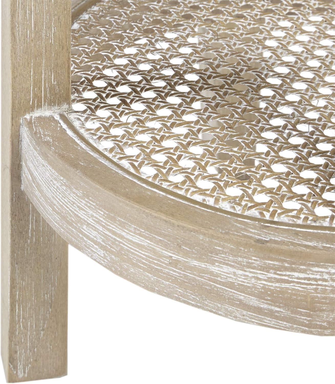 imageMartha Stewart Harley Accent Tables Modern Farmhouse Rattan Shelving Design Round Tabletop Living Room Furniture Occasional Piece Dia 15quot X 28quot WheatFarm House