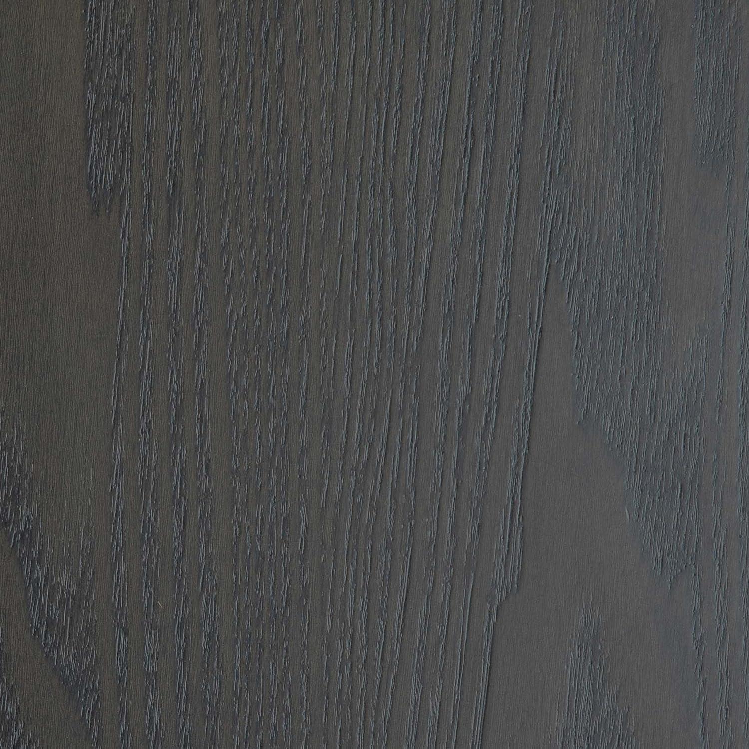 imageMartha Stewart Hayes Canopy Platform Bed with Wood Headboard and Footboard Solid Wood Frame No Box Spring Needed Queen Size Dark Gray