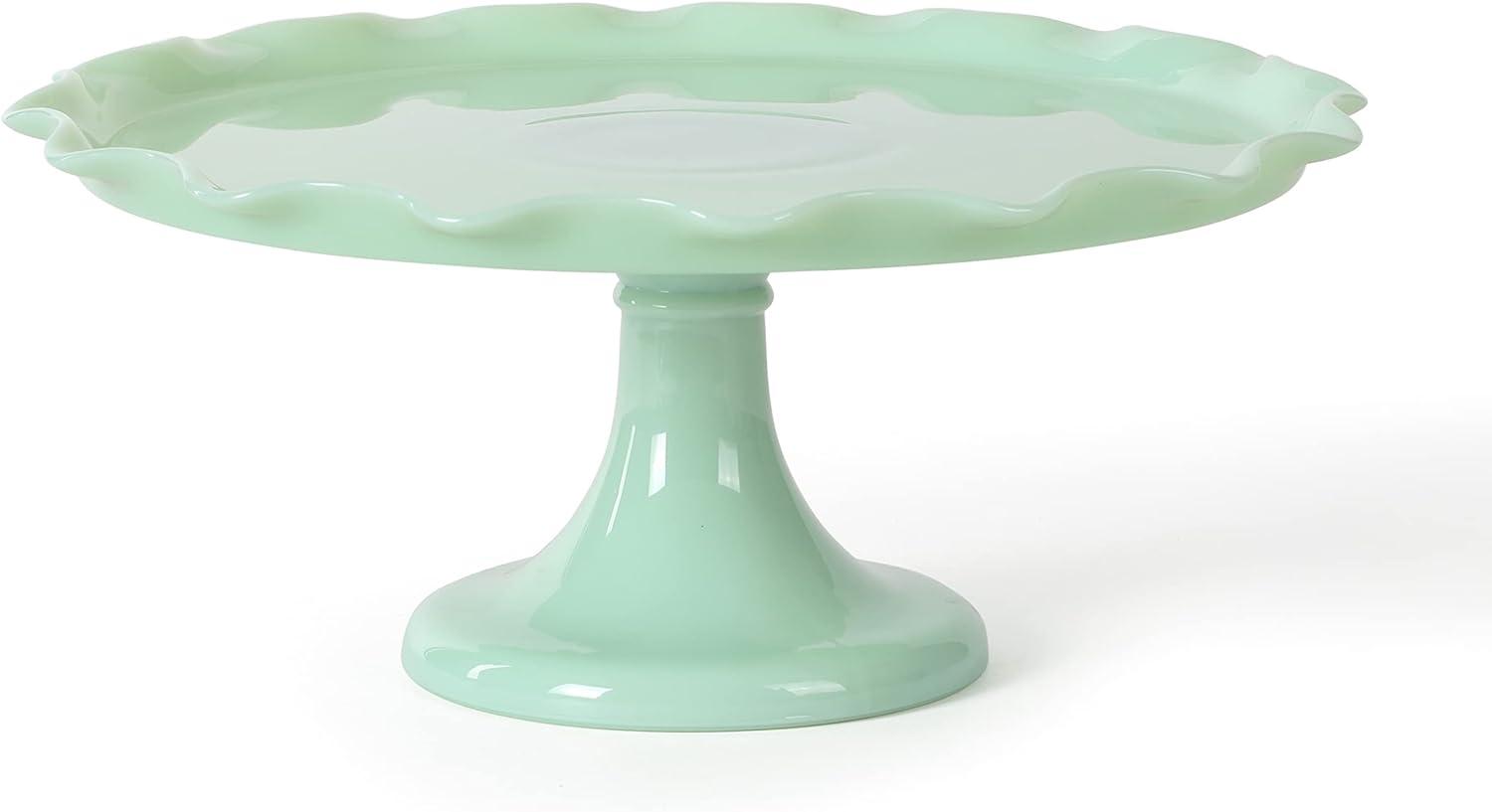imageMartha Stewart Highbrook 10Inch Jadeite Cake Stand with Glass Dome  VintageStyle Pedestal Dessert Plate for Cakes and Pastries Decorative Covered Serving PlatterGreen 11