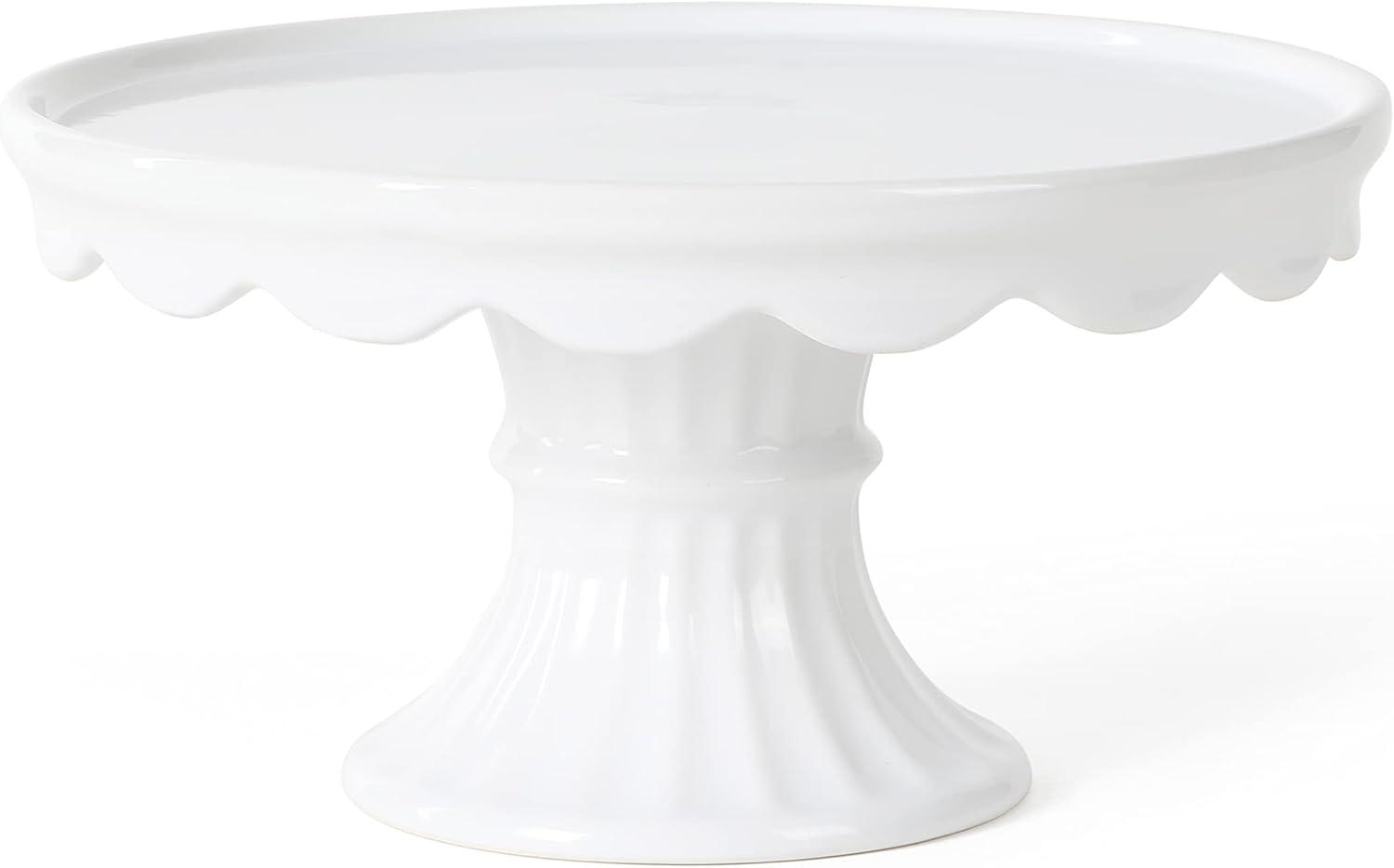 imageMartha Stewart Highbrook 10Inch Jadeite Cake Stand with Glass Dome  VintageStyle Pedestal Dessert Plate for Cakes and Pastries Decorative Covered Serving PlatterWhite 10