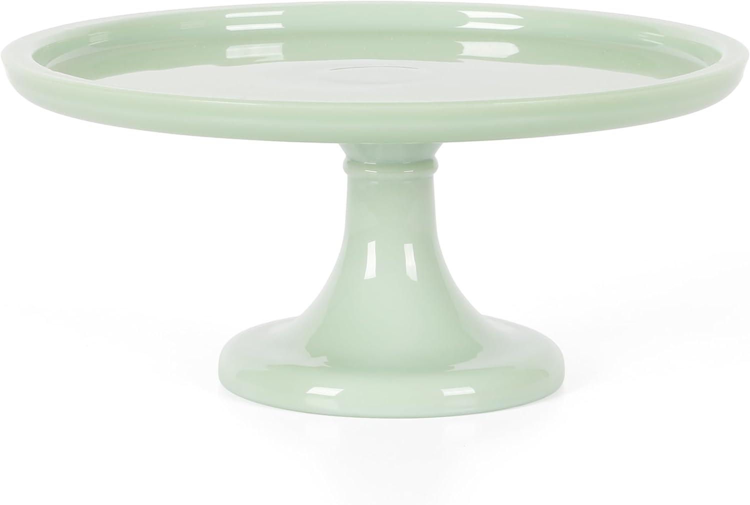 imageMartha Stewart Highbrook 10Inch Jadeite Cake Stand with Glass Dome  VintageStyle Pedestal Dessert Plate for Cakes and Pastries Decorative Covered Serving PlatterGreen 10