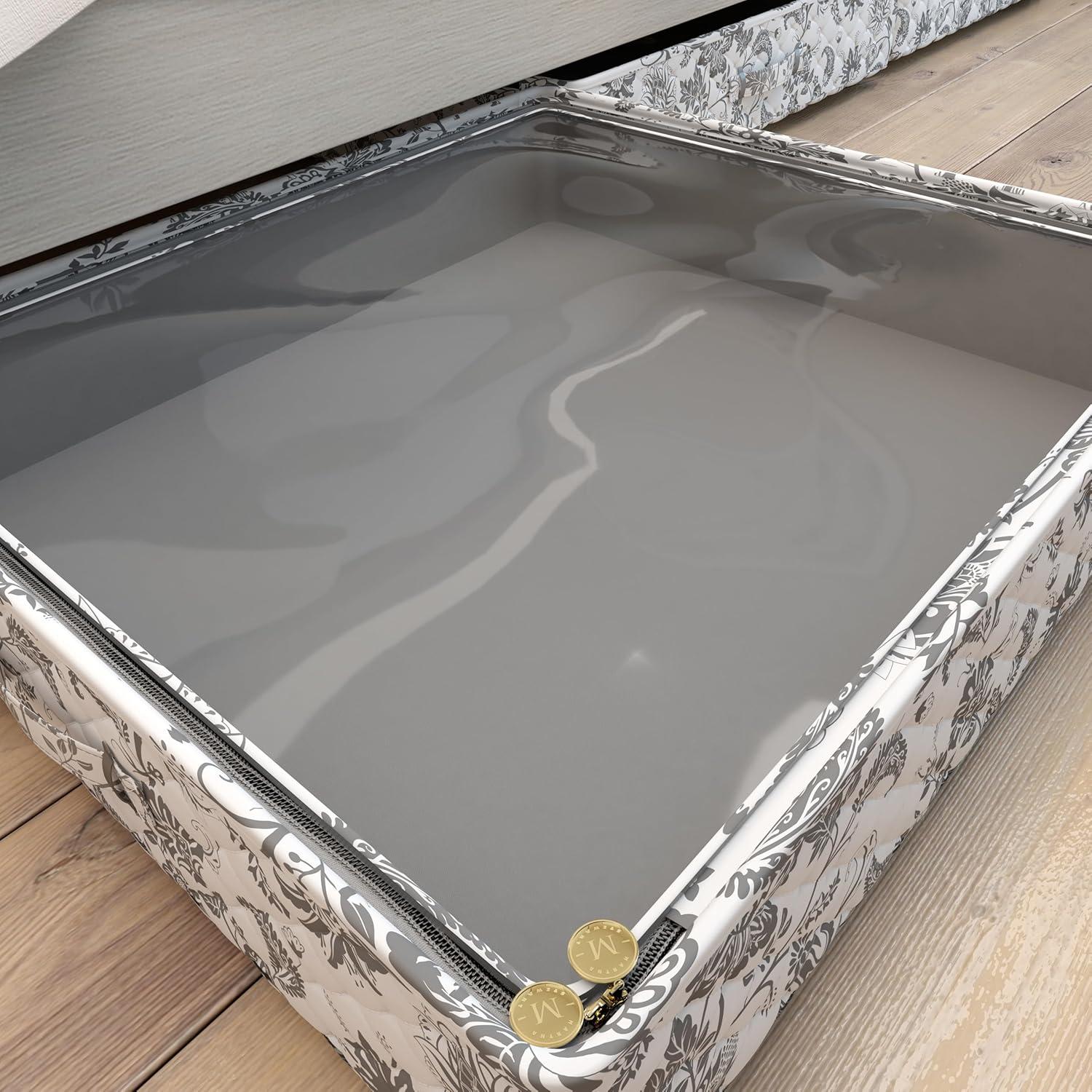 imageMartha Stewart Home Storage Organization Under The Bed For Blankets Shoes Clothes Collapsible Container with Handles Wheels Clear Zip Top Set of 2 Under The Bed Storage Organizer Bedford Floral