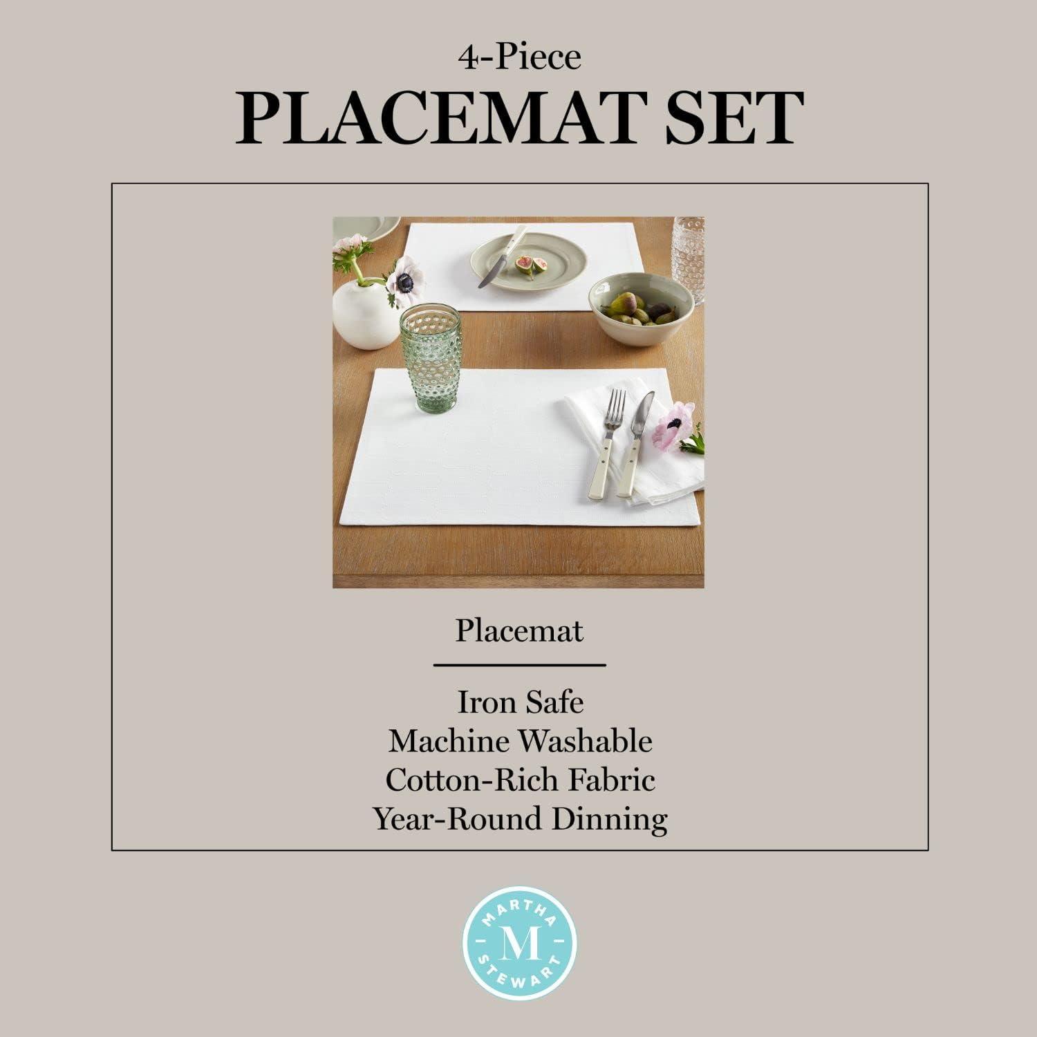 imageMartha Stewart Honeycomb Modern Farmhouse Reversible Placemat 4Pack Set White 13quotx175quotWhite