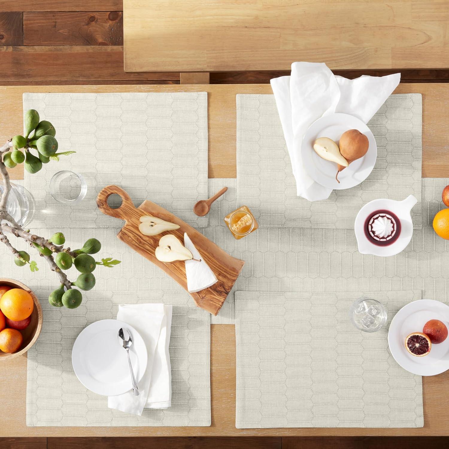 imageMartha Stewart Honeycomb Modern Farmhouse Reversible Table Runner White 15quotx72quotNatural