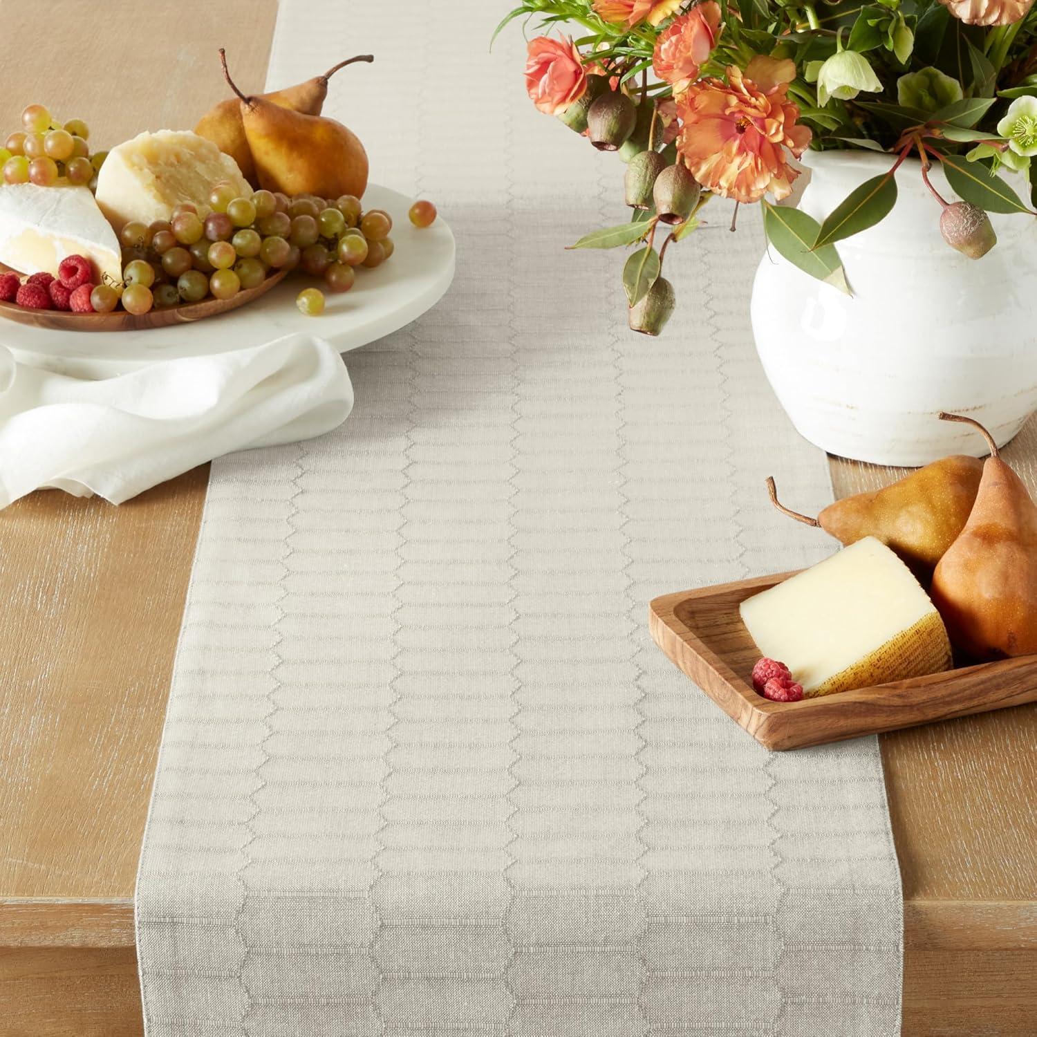 imageMartha Stewart Honeycomb Modern Farmhouse Reversible Table Runner White 15quotx72quotNatural