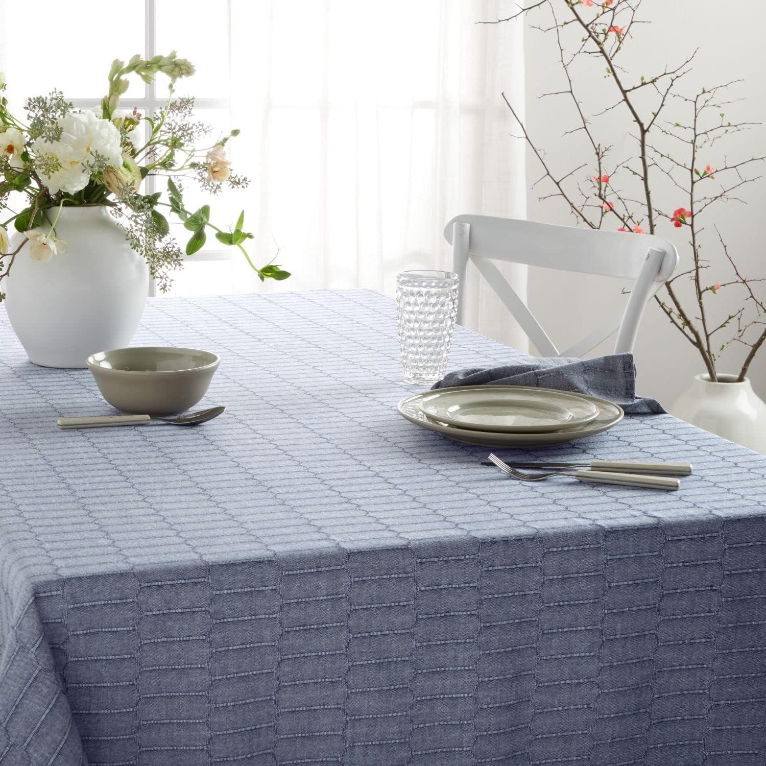 imageMartha Stewart Honeycomb Modern Farmhouse Tablecloth Blue 70quot RoundBlue