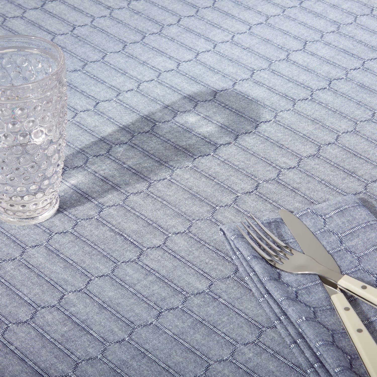imageMartha Stewart Honeycomb Modern Farmhouse Tablecloth Blue 70quot RoundBlue