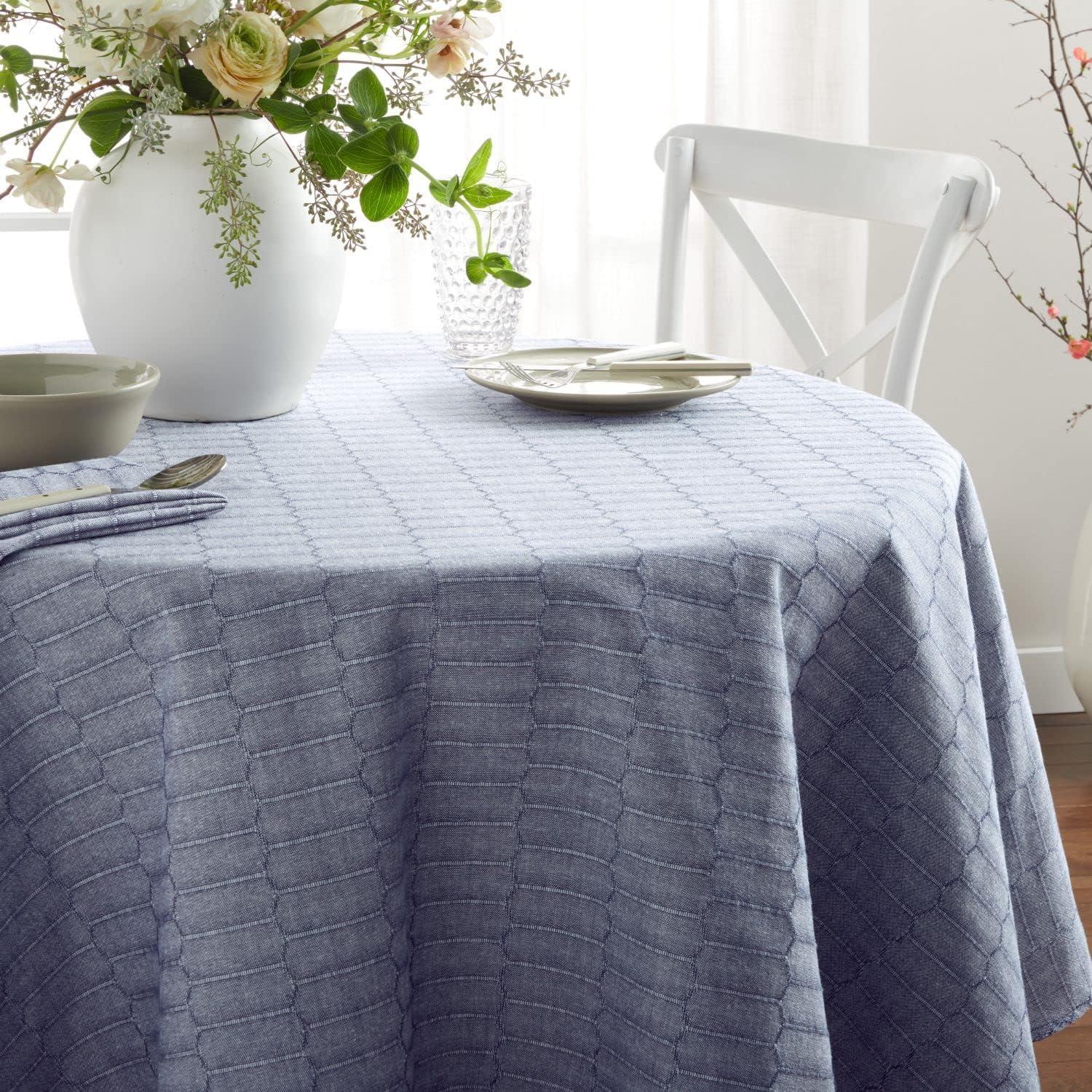 imageMartha Stewart Honeycomb Modern Farmhouse Tablecloth Blue 70quot RoundBlue