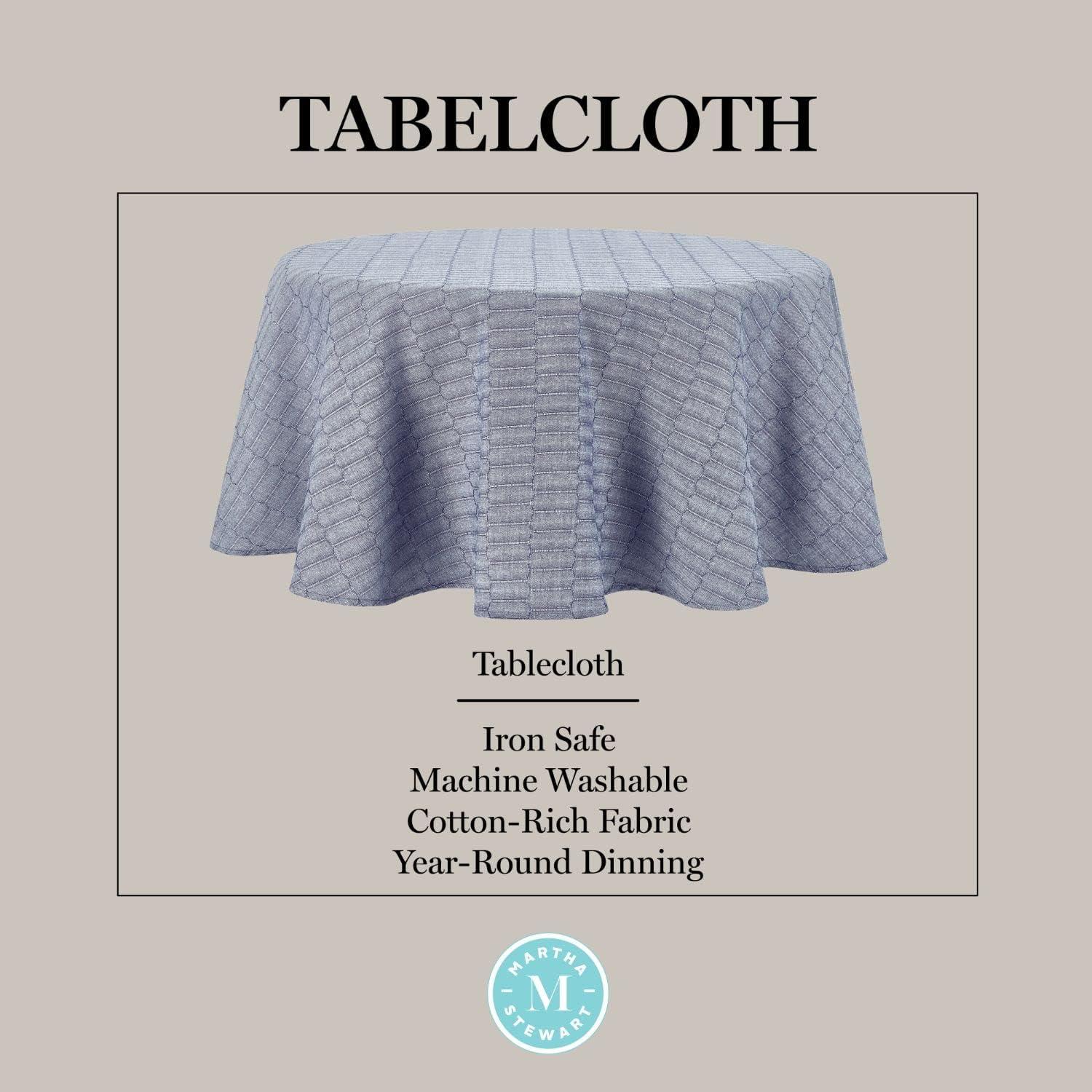 imageMartha Stewart Honeycomb Modern Farmhouse Tablecloth Blue 70quot RoundBlue