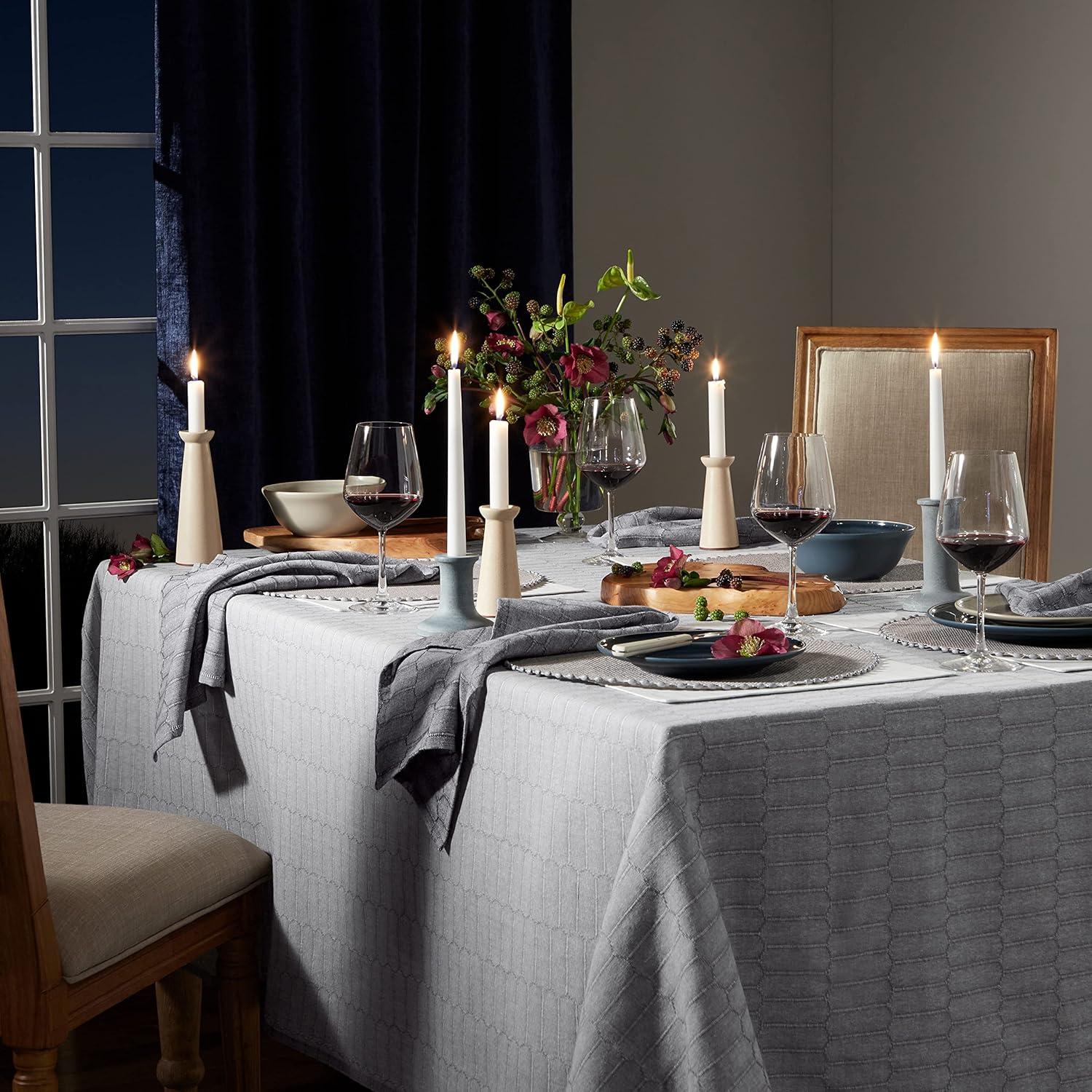 imageMartha Stewart Honeycomb Modern Farmhouse Tablecloth Blue 70quot RoundCharcoal Grey