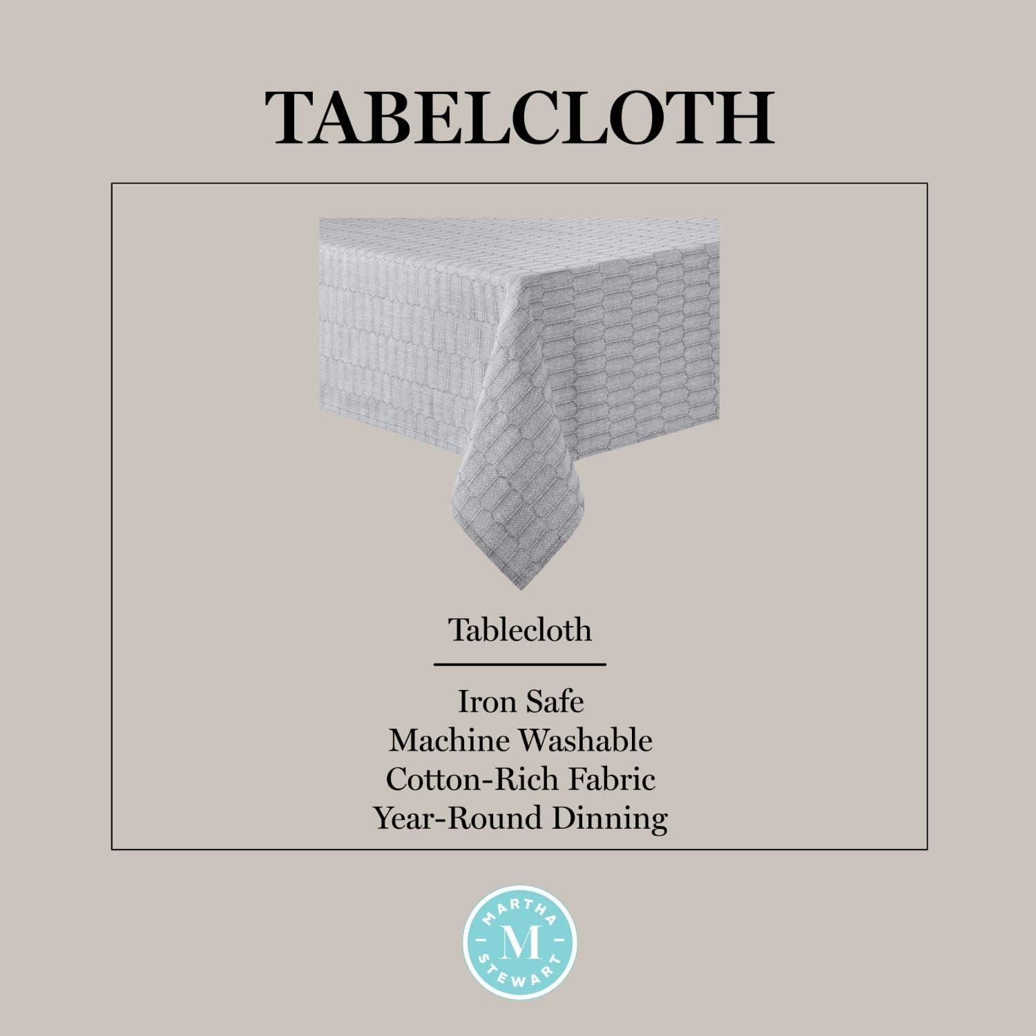 imageMartha Stewart Honeycomb Modern Farmhouse Tablecloth Blue 70quot RoundCharcoal Grey