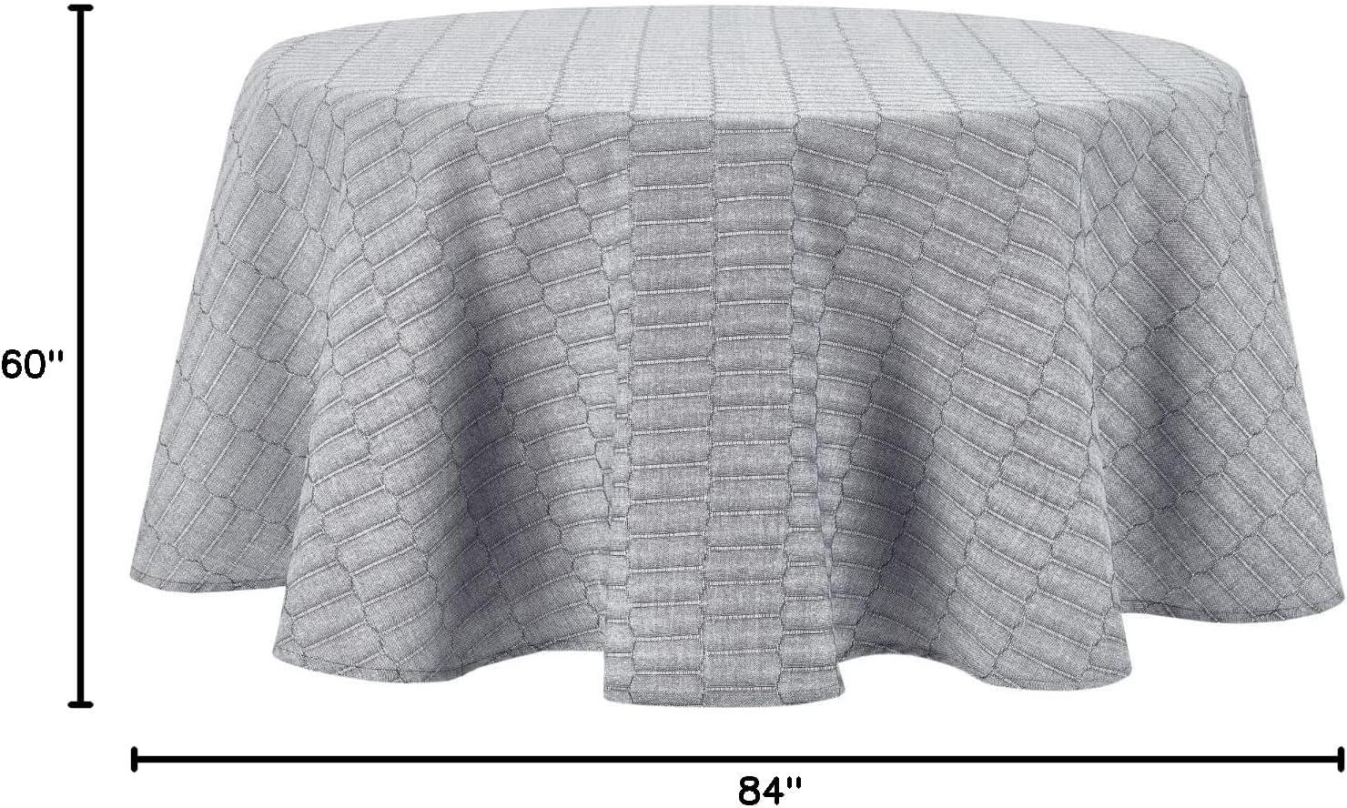 imageMartha Stewart Honeycomb Modern Farmhouse Tablecloth Blue 70quot RoundCharcoal Grey