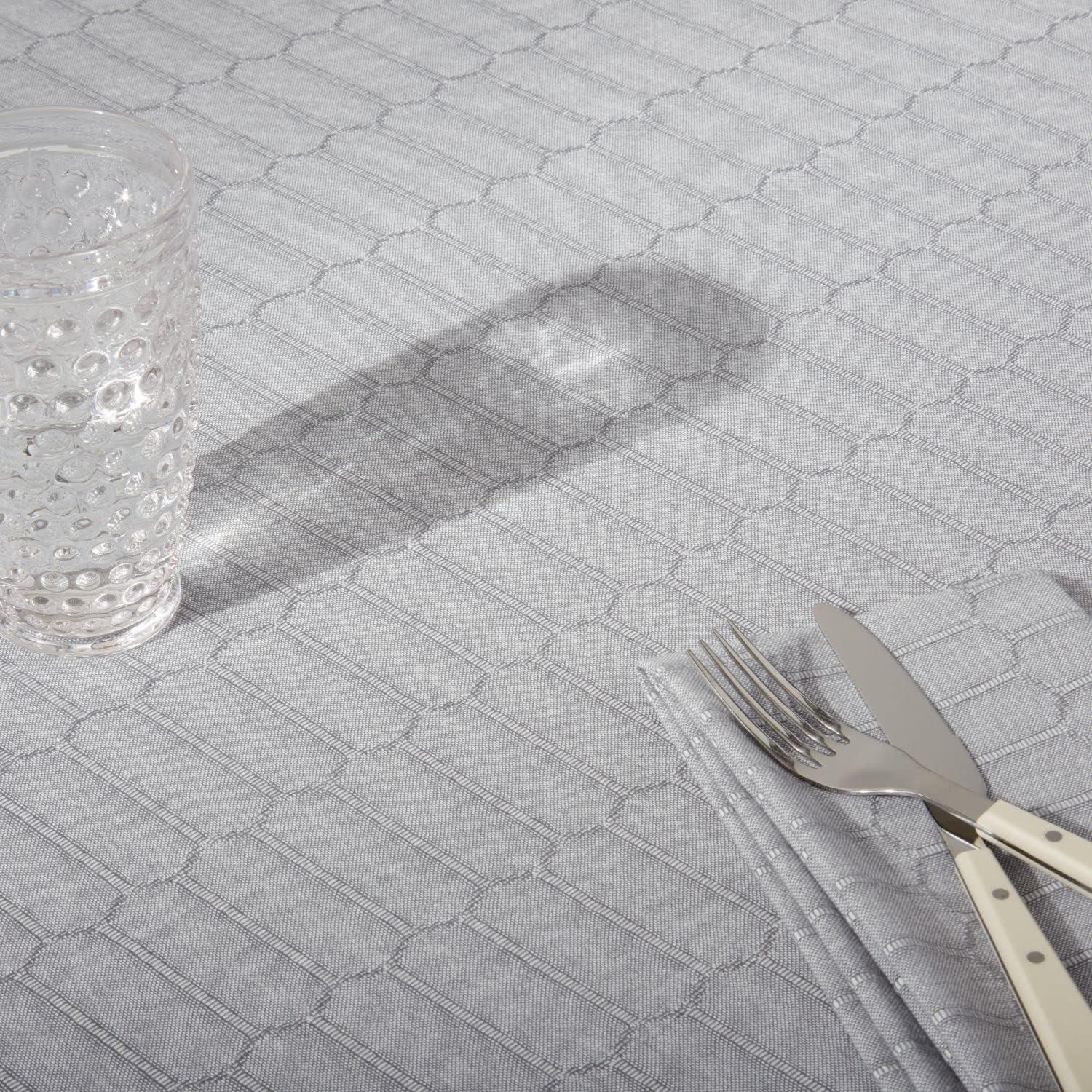 imageMartha Stewart Honeycomb Modern Farmhouse Tablecloth Blue 70quot RoundCharcoal Grey