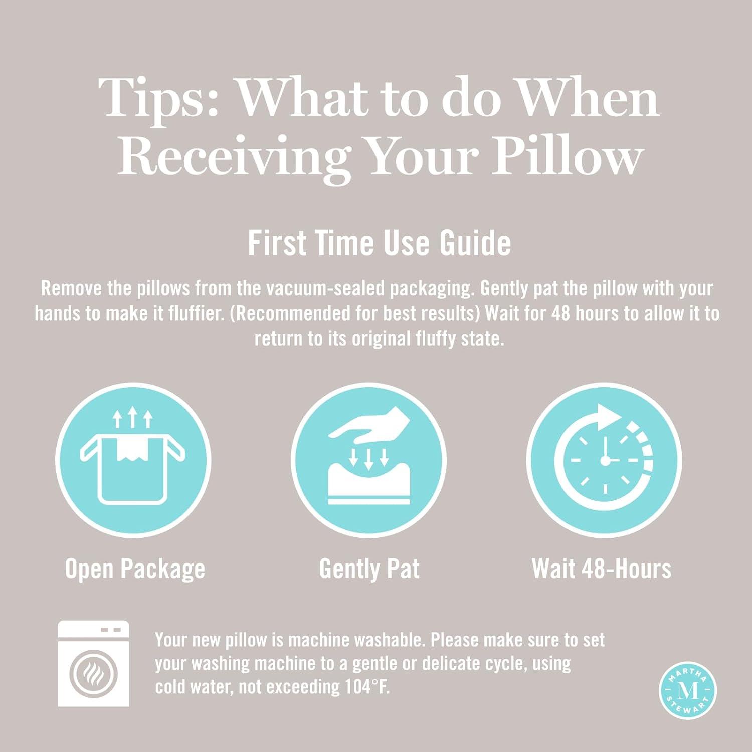 imageMartha Stewart Hotel Collection Pillow 500 Thread Count Damask Stripe Embroidered Feathers Soft Hypoallergenic 100 Cotton Queen Size Set of 2White