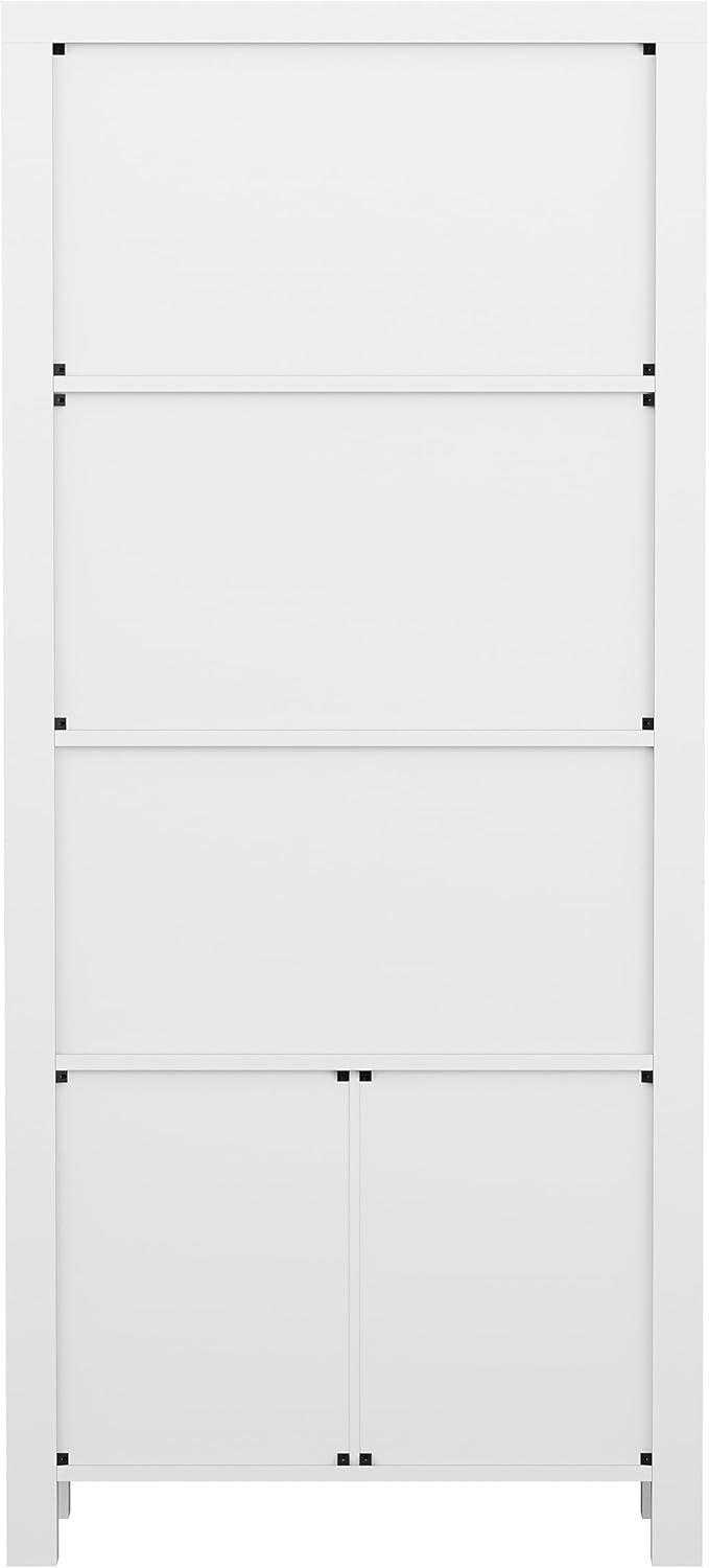 imageMartha Stewart Hutton Four Tier Shaker Bookcase with Storage Cabinet in Gray Washed Wood with Oil Rubbed Bronze HardwareGray FrameBrushed Nickel Hardware