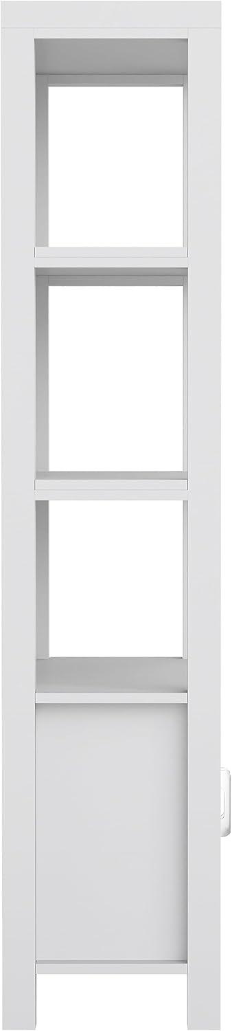 imageMartha Stewart Hutton Four Tier Shaker Bookcase with Storage Cabinet in Gray Washed Wood with Oil Rubbed Bronze HardwareGray FrameBrushed Nickel Hardware