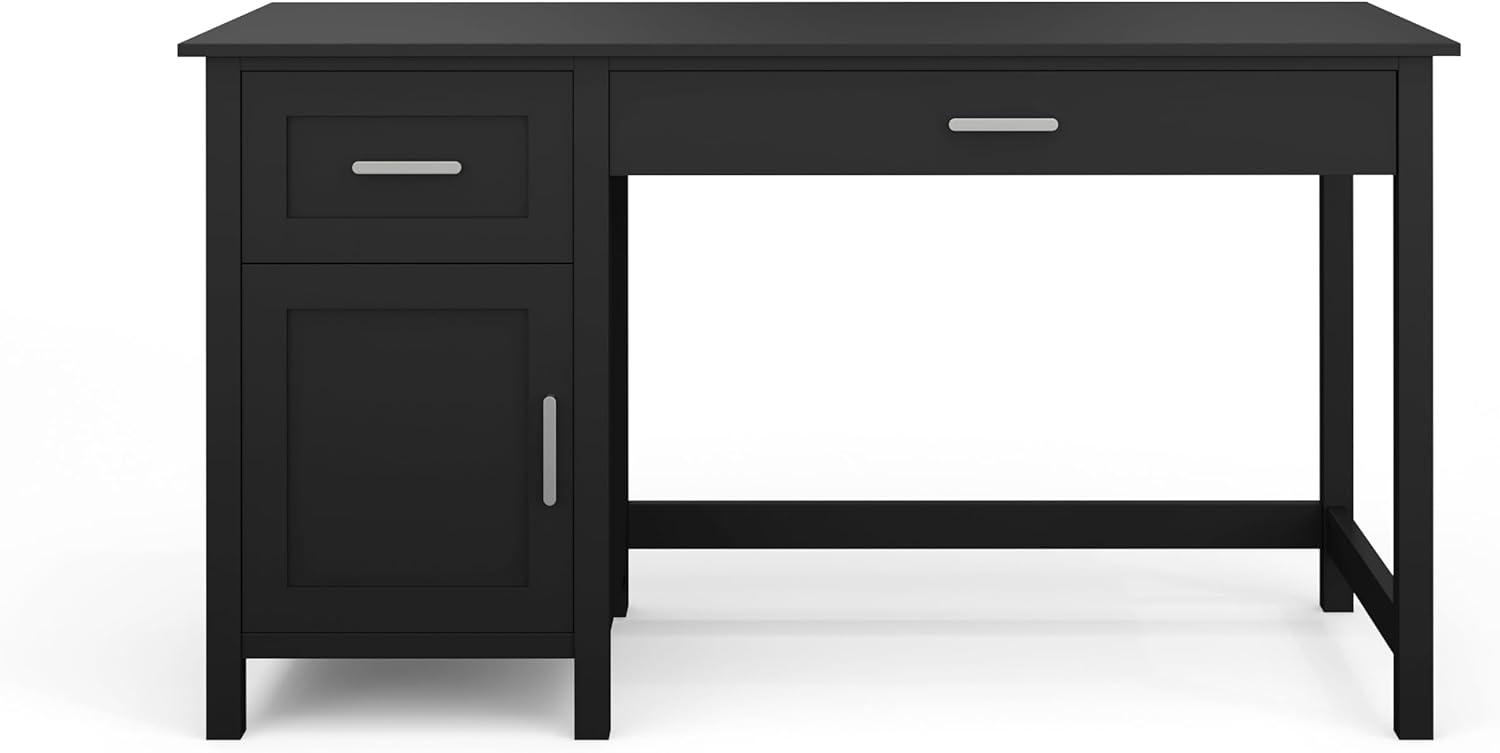 imageMartha Stewart Hutton Shaker Style Home Office Desk with Storage in White with Polished Brass HardwareBlack FrameBrushed Nickel Hardware