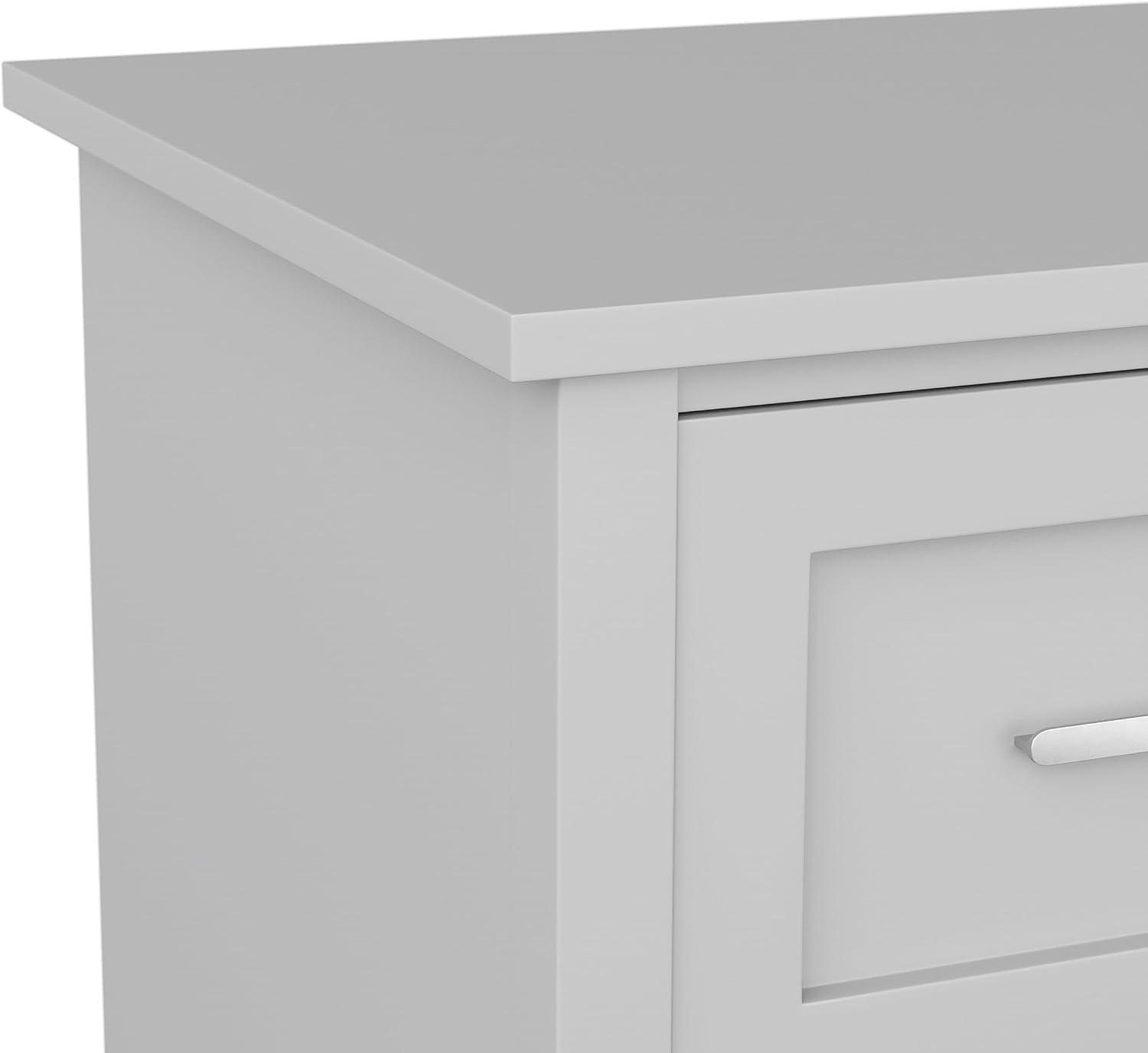 imageMartha Stewart Hutton Shaker Style Home Office Desk with Storage in White with Polished Brass HardwareGrayBrushed Nickel