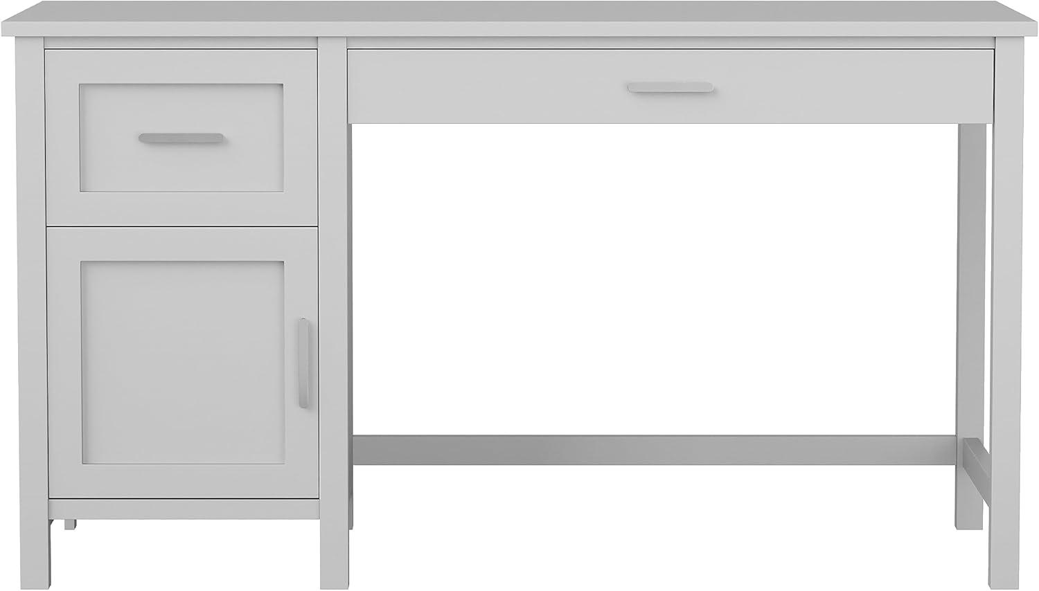 imageMartha Stewart Hutton Shaker Style Home Office Desk with Storage in White with Polished Brass HardwareGrayBrushed Nickel