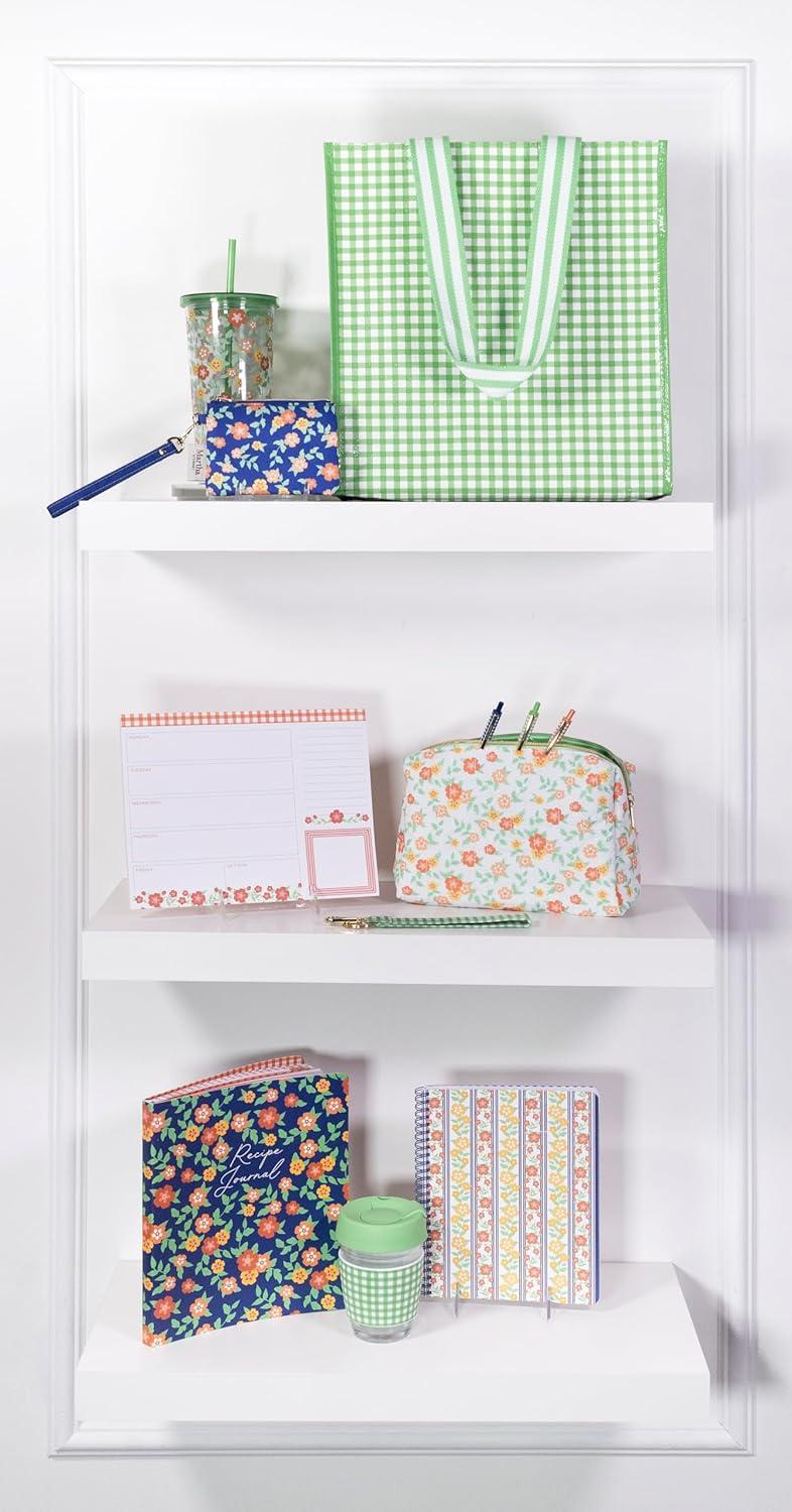 imageMartha Stewart ID Zipper Wallet with Wristlet for Women Cute Badge Holder for TeacherNurse Floral Deep Ultramarine