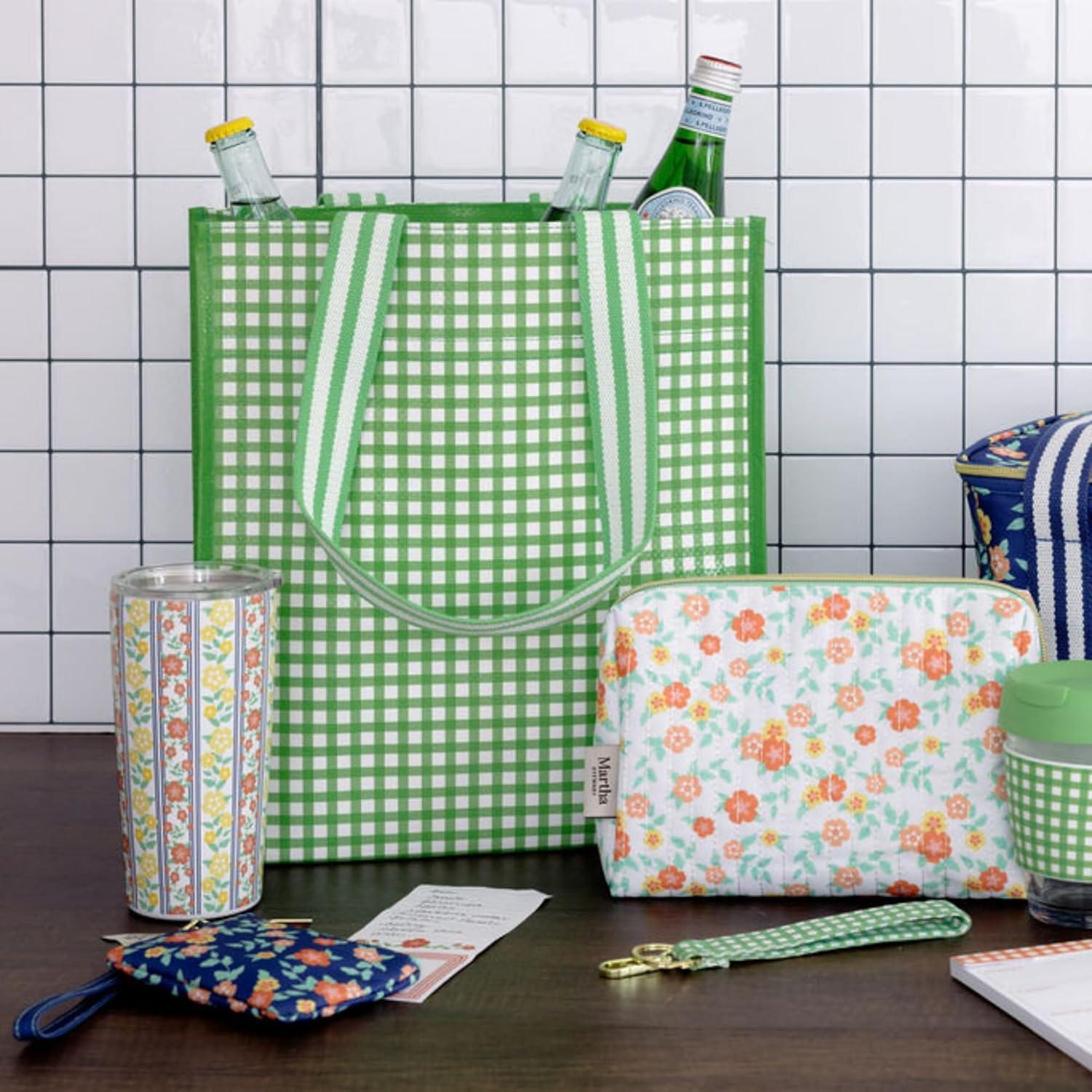 imageMartha Stewart ID Zipper Wallet with Wristlet for Women Cute Badge Holder for TeacherNurse Floral Deep Ultramarine