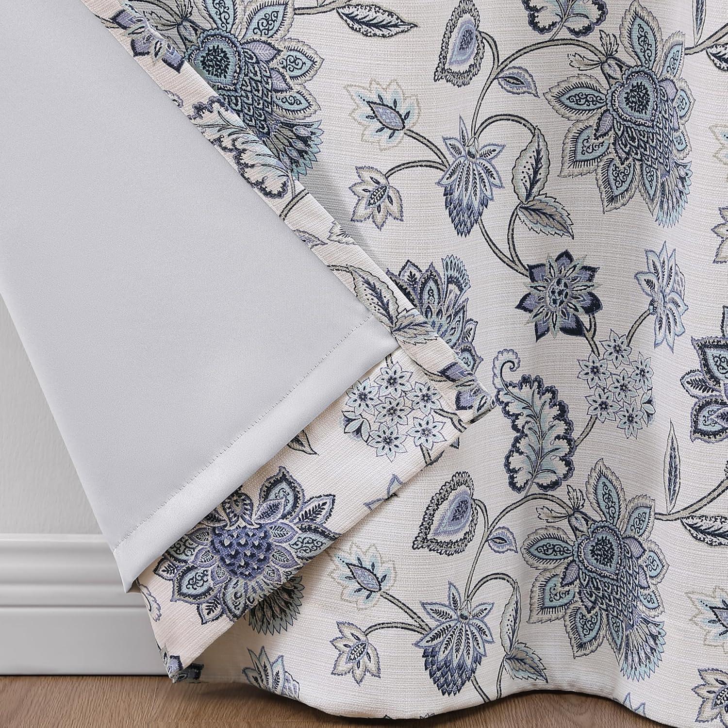 imageMartha Stewart Jakarta Blackout Rod PocketBack Tab Window Curtain Panel Pair 84quot IndigoIndigo