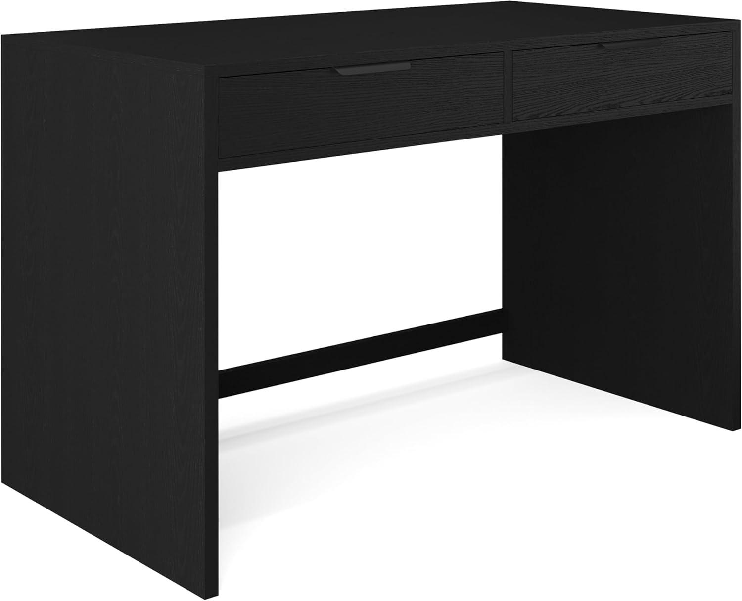 imageMartha Stewart Kayden Home Office Modular Desk with 2 Drawers in Black with Oil Rubbed Bronze HardwareBlack FrameOil Rubbed Bronzed Hardware