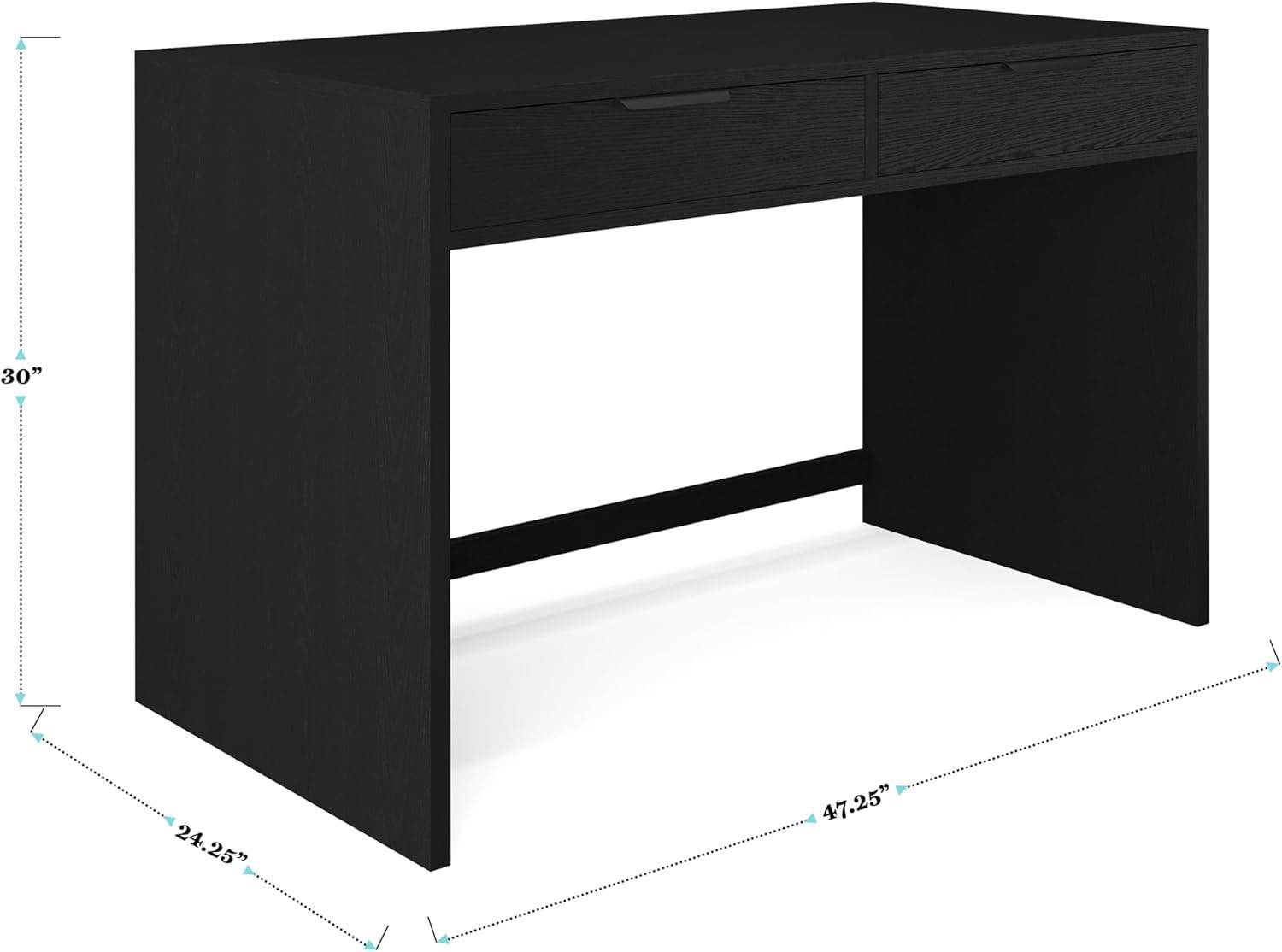 imageMartha Stewart Kayden Home Office Modular Desk with 2 Drawers in Black with Oil Rubbed Bronze HardwareBlack FrameOil Rubbed Bronzed Hardware