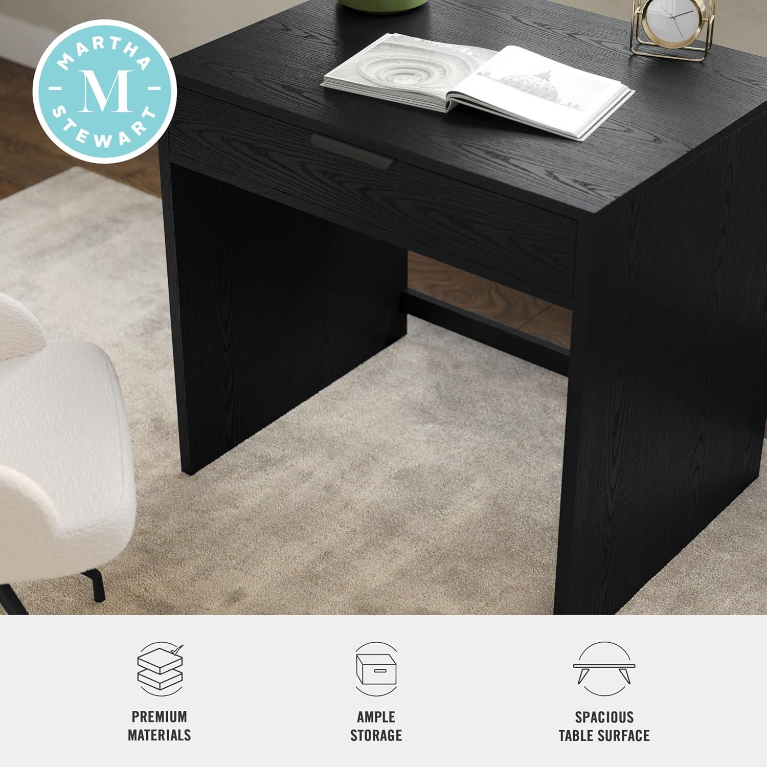imageMartha Stewart Kayden Home Office Modular Desk with 2 Drawers in Black with Oil Rubbed Bronze HardwareBlack FrameOil Rubbed Bronzed Hardware