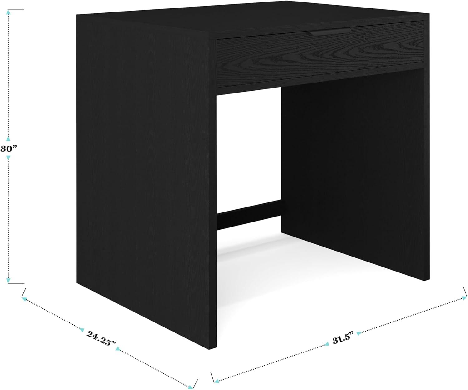 imageMartha Stewart Kayden Home Office Modular Desk with 2 Drawers in Black with Oil Rubbed Bronze HardwareBlack FrameOil Rubbed Bronzed Hardware