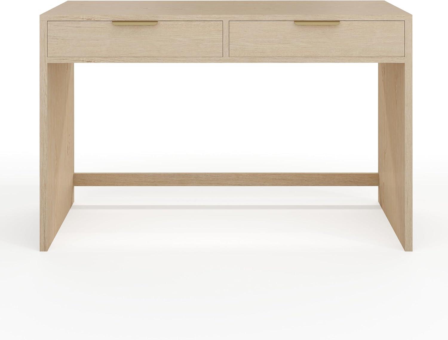 imageMartha Stewart Kayden Home Office Modular Desk with 2 Drawers in Black with Oil Rubbed Bronze HardwareLight Natural FrameBrushed Gold Hardware