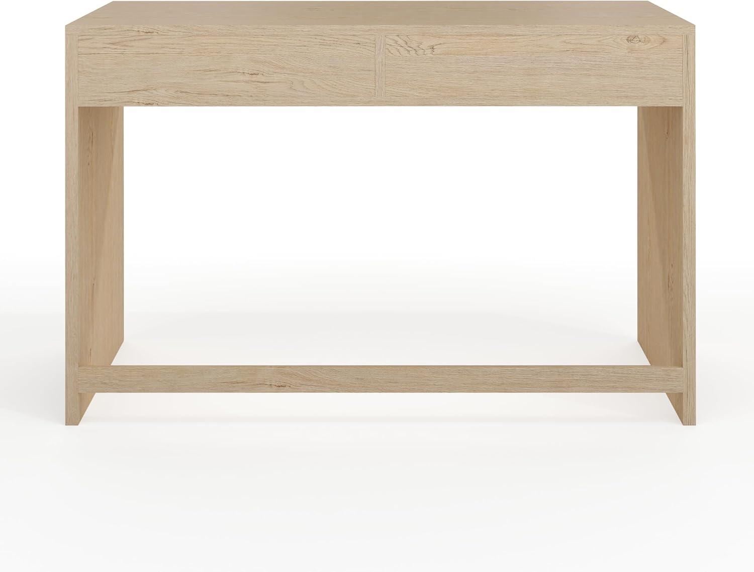 imageMartha Stewart Kayden Home Office Modular Desk with 2 Drawers in Black with Oil Rubbed Bronze HardwareLight Natural FrameBrushed Gold Hardware