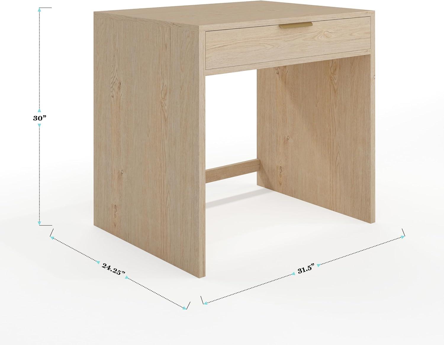 imageMartha Stewart Kayden Home Office Modular Desk with 2 Drawers in Black with Oil Rubbed Bronze HardwareLight Natural FrameBrushed Gold Hardware