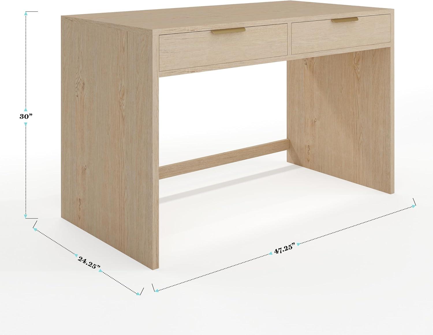 imageMartha Stewart Kayden Home Office Modular Desk with 2 Drawers in Black with Oil Rubbed Bronze HardwareLight Natural FrameBrushed Gold Hardware