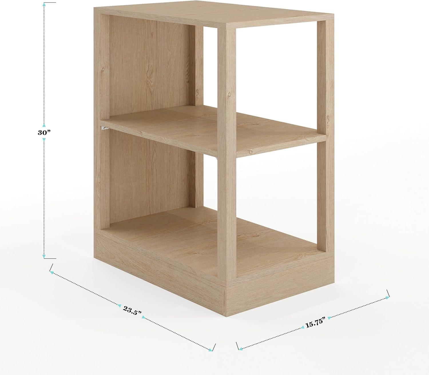 imageMartha Stewart Kayden Home Office Modular Desk with Drawer 2 Tier Shelf and File Cabinet in Light Natural with Brushed Gold HardwareLight Natural