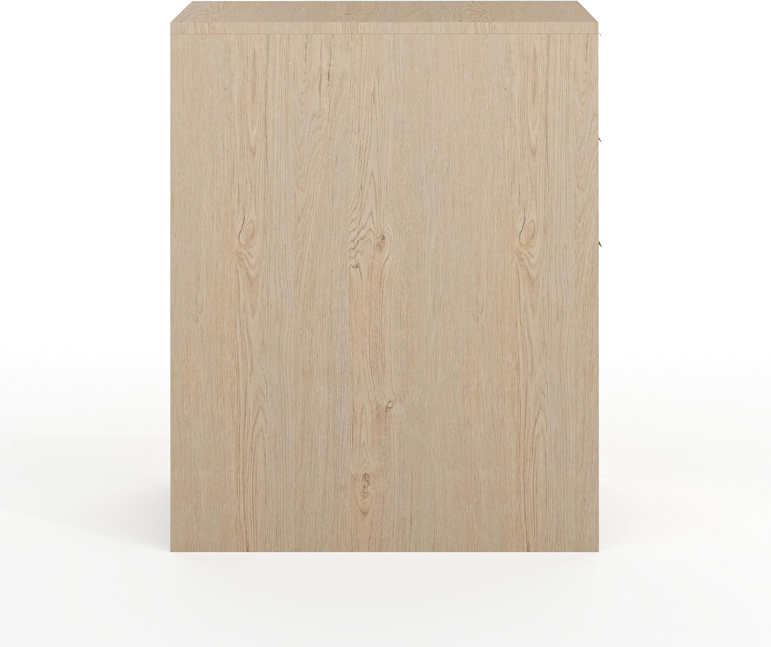 imageMartha Stewart Kayden Home Office Modular Desk with Drawer 2 Tier Shelf and File Cabinet in Light Natural with Brushed Gold HardwareLight Natural