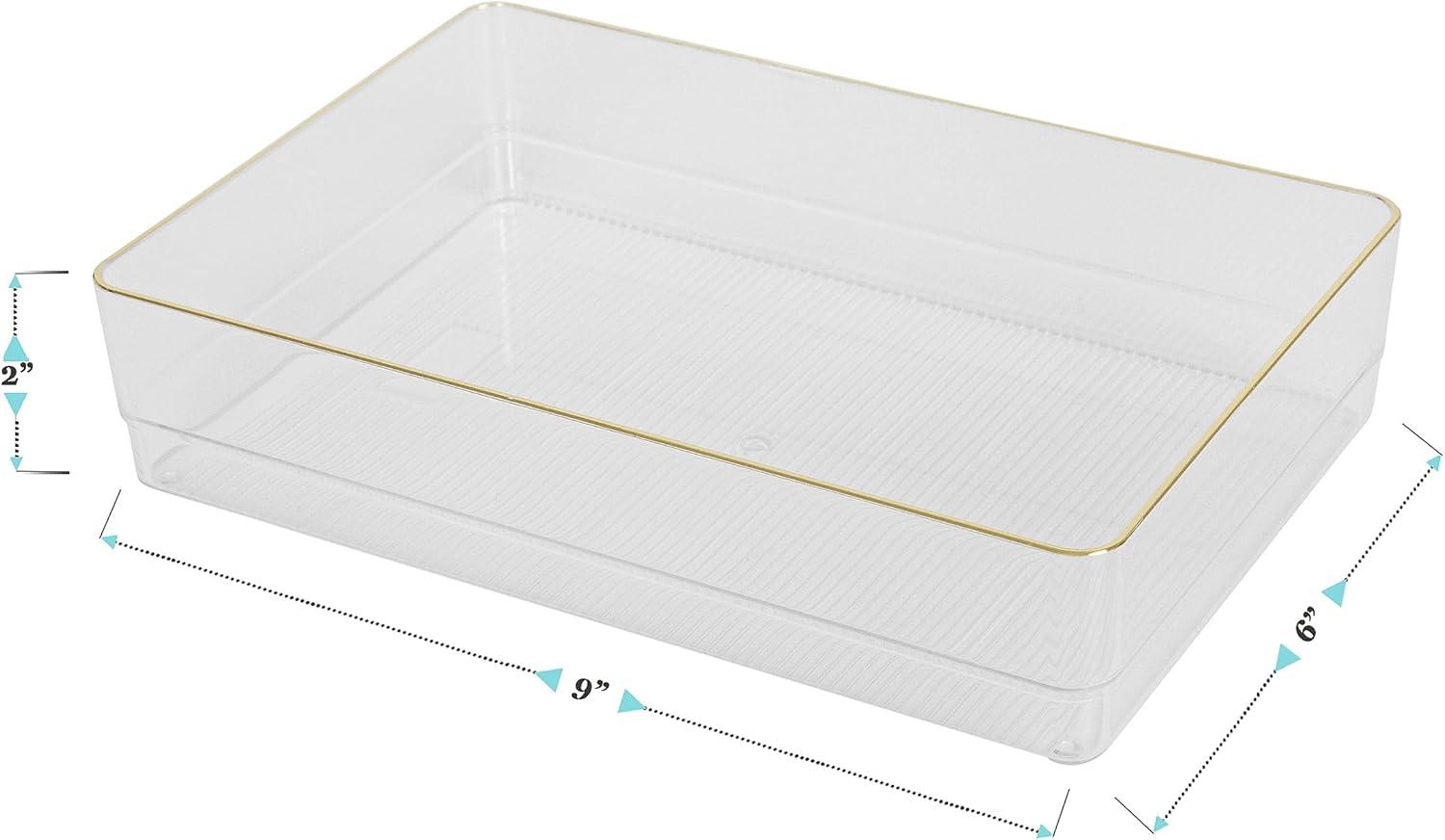imageMartha Stewart Kerry Plastic Stackable Office Desk Drawer Organizers 3quot x 3quot 12 Pack with Gold Trim9 x 6
